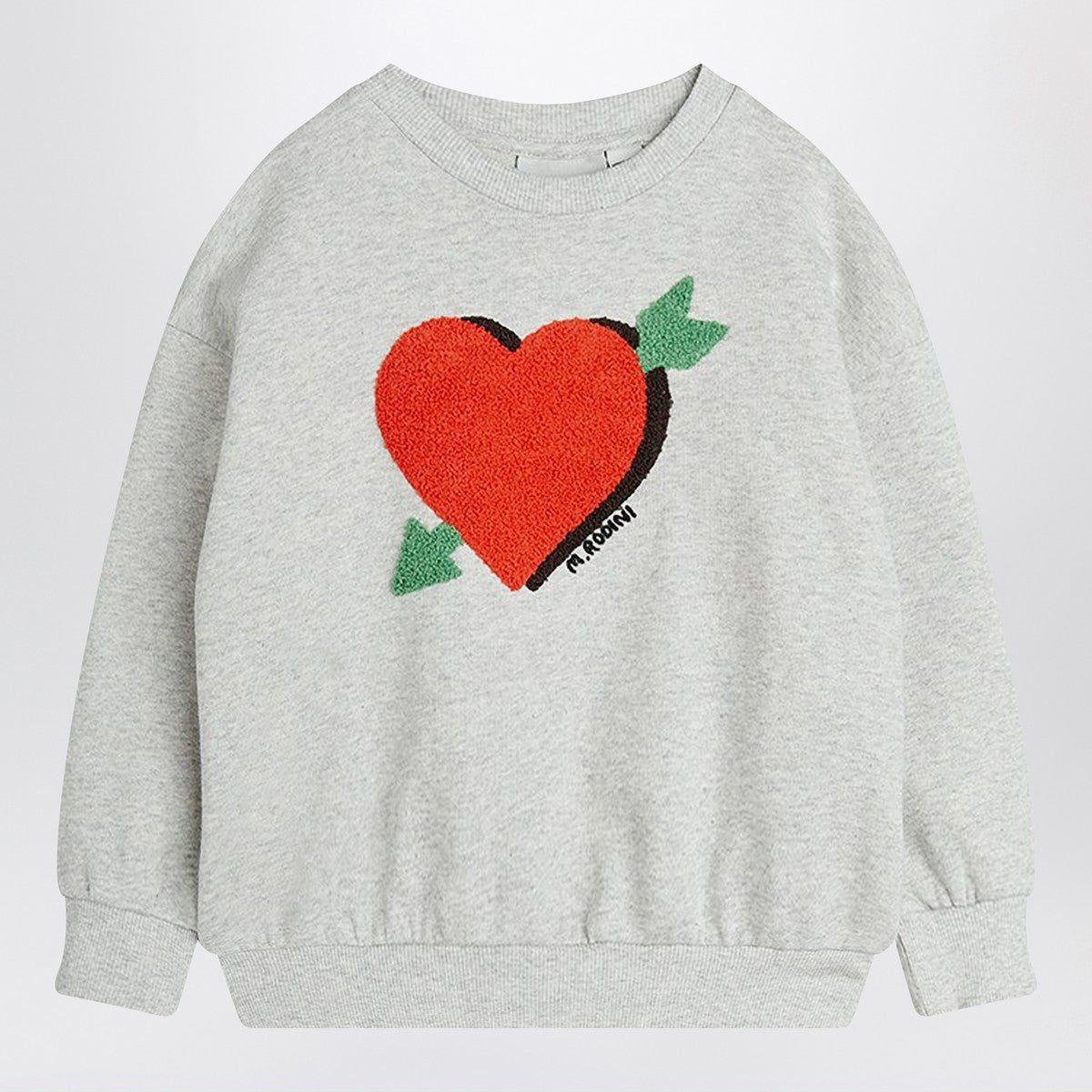 Mini Rodini Mini Rodini Gray sweatshirt with heart and arrow in velour