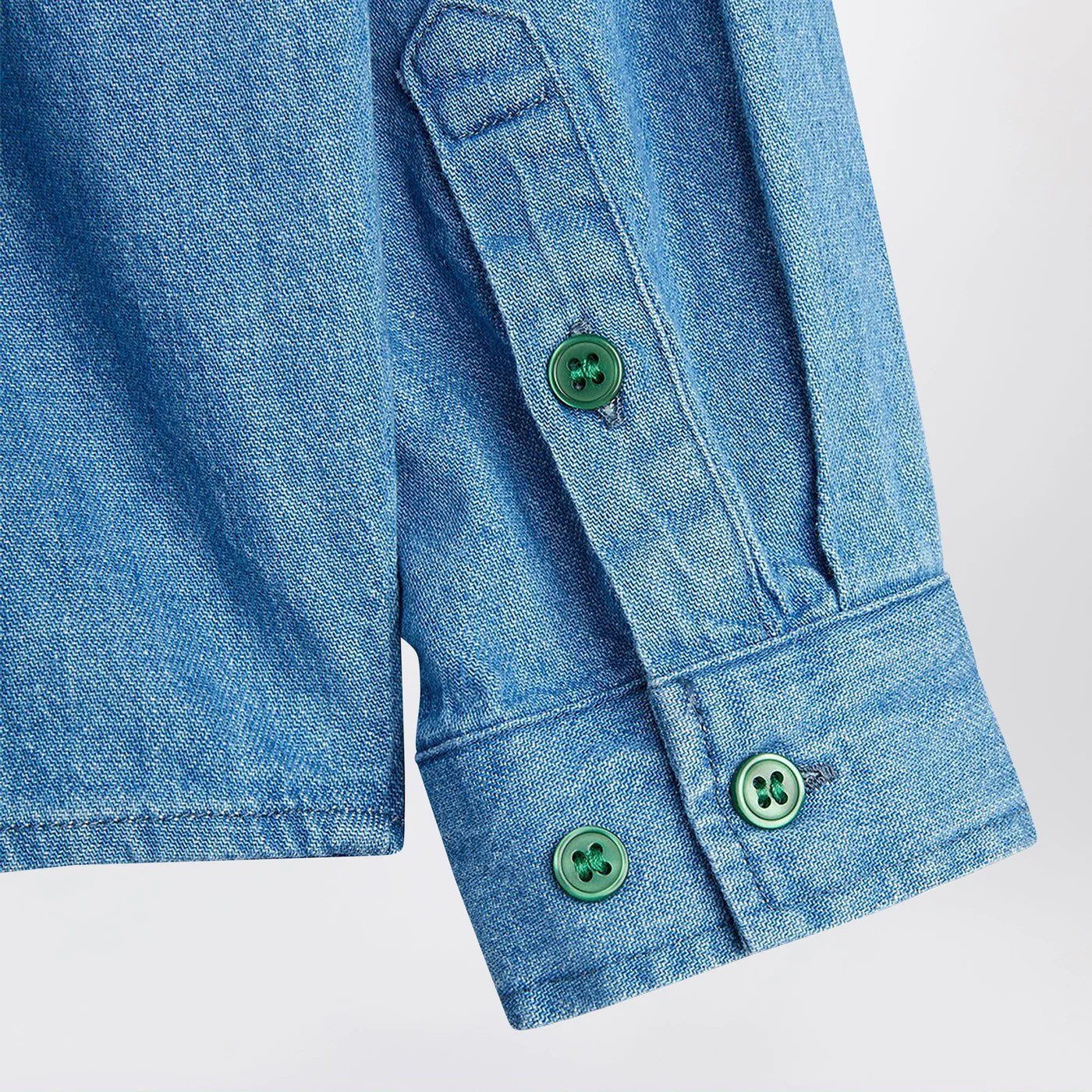 Mini Rodini Light blue denim shirt with musical notes