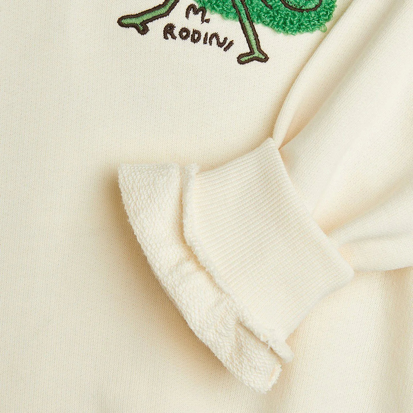 Mini Rodini Ivory sweatshirt with a velvet lizard