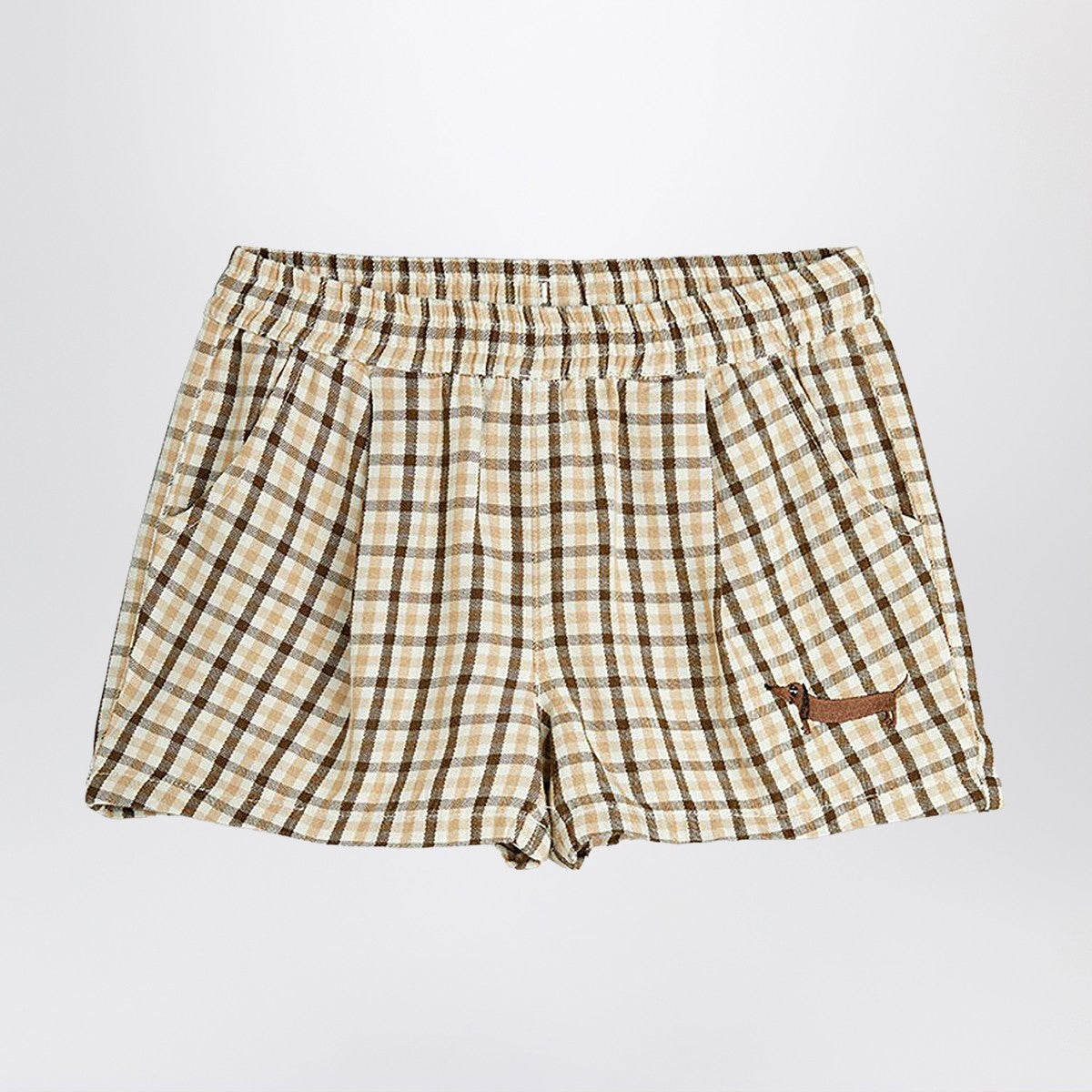 Mini Rodini Mini Rodini Beige shorts with check pattern