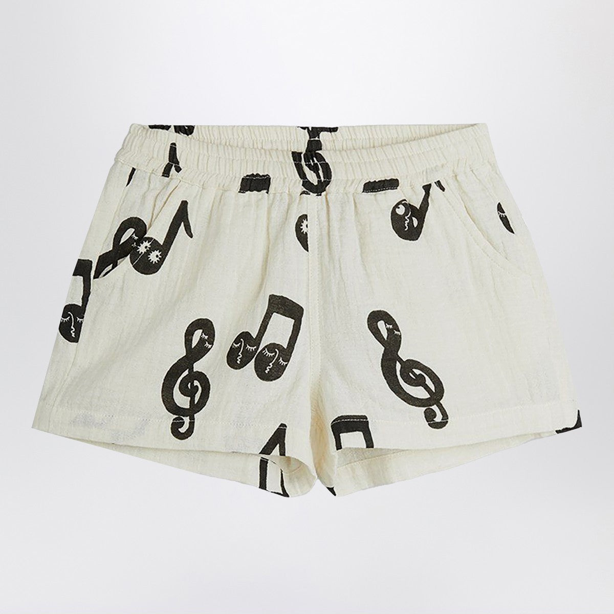 Mini Rodini Mini Rodini White shorts with musical notes