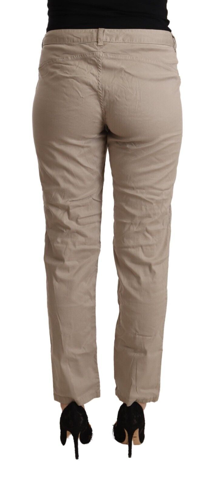 بنطلون كاجوال من Acht Beige Tencel متوسط الخصر