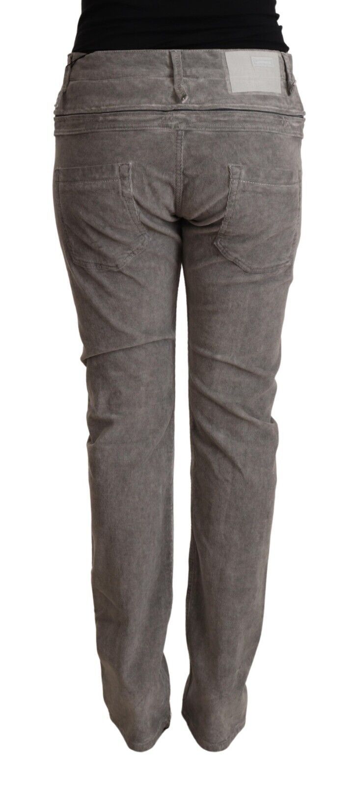 بنطلون Acht Grey Cotton Straight Fit High Waist