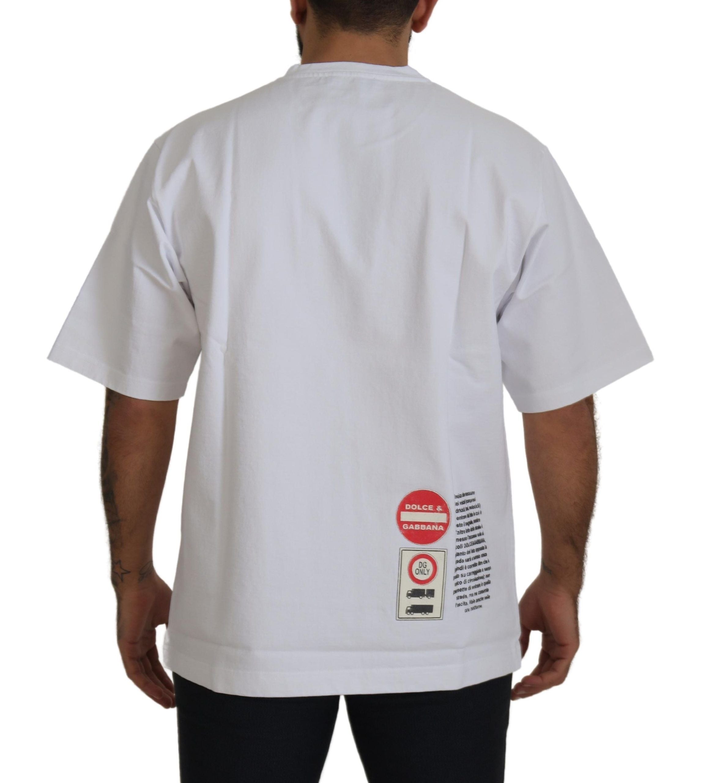 تي شيرت Dolce & Gabbana White Amor Heart Cotton Crewneck