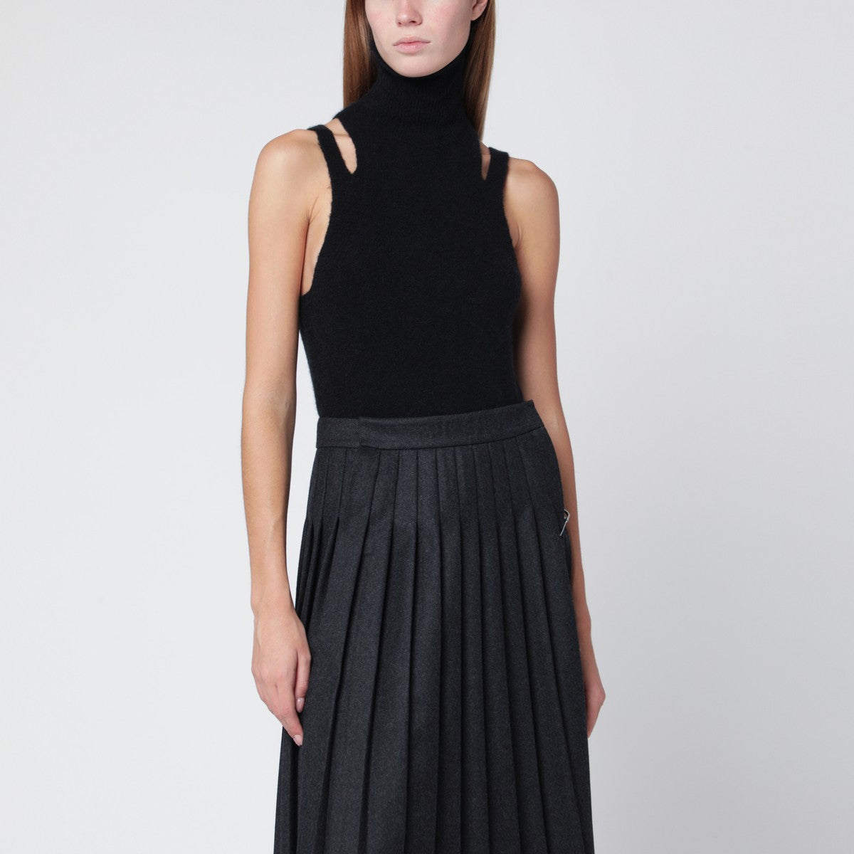 Roberto Collina Roberto Collina Black cashmere blend turtleneck top