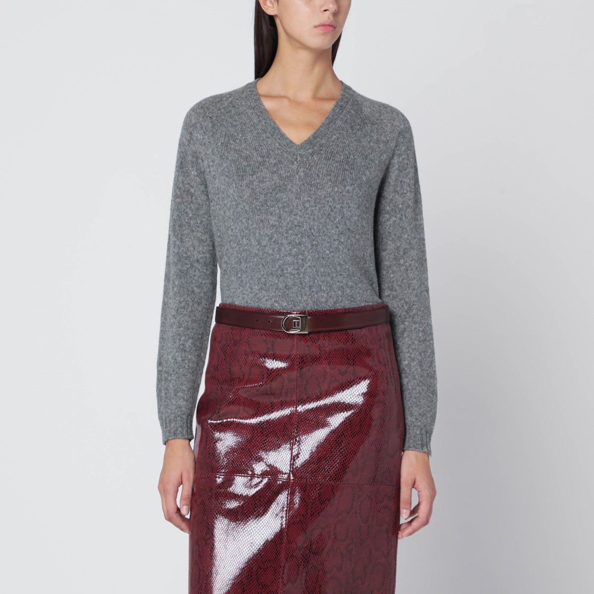 Roberto Collina Roberto Collina Gray wool V-neck sweater