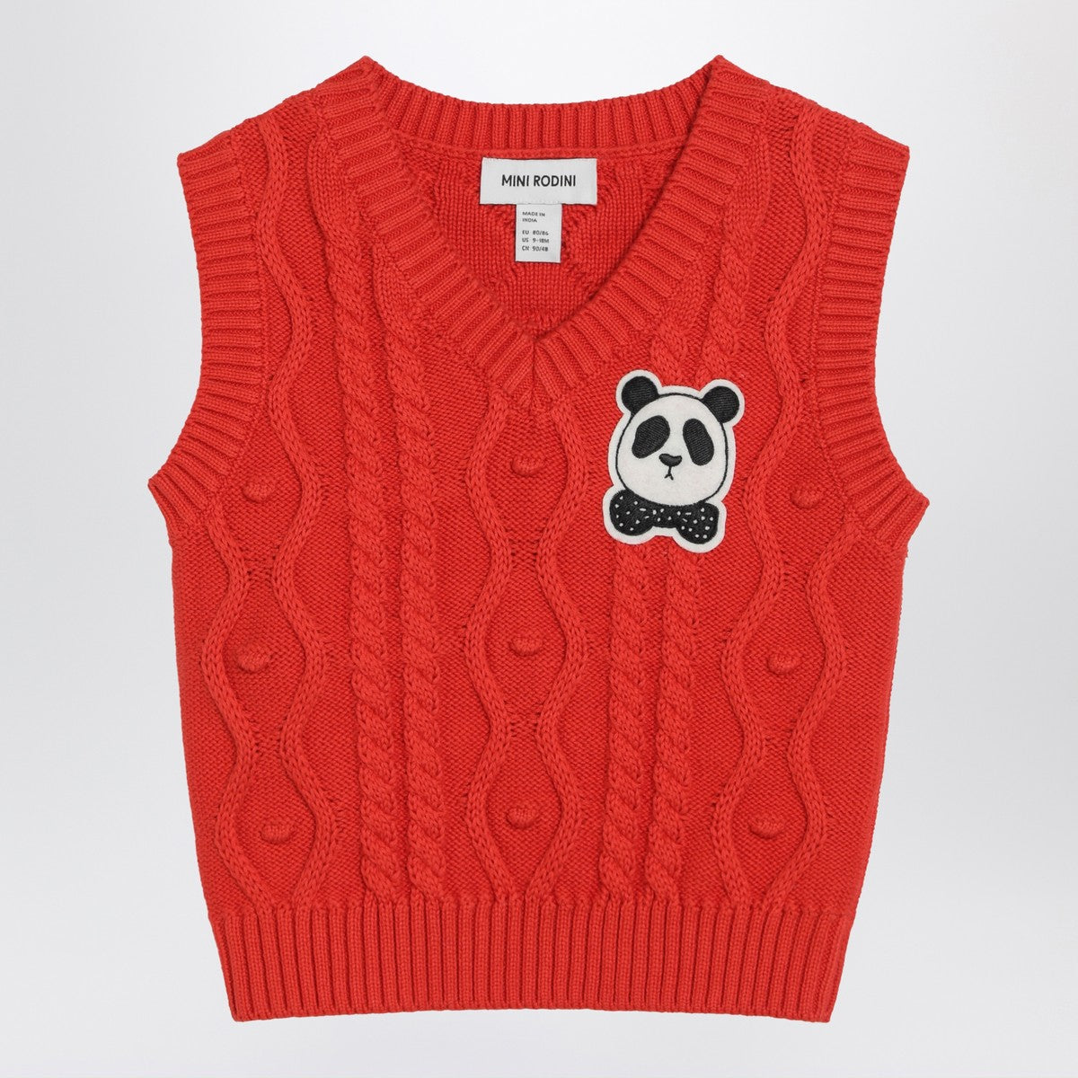 Mini Rodini Mini Rodini Red Panda cable knit slipover