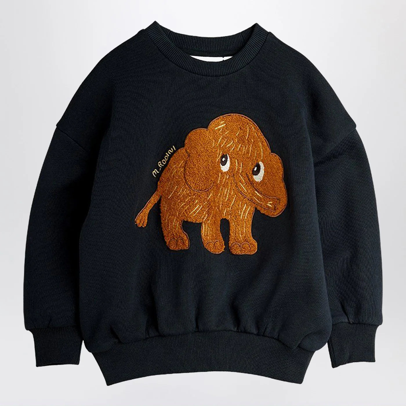 Mini Rodini Mini Rodini Black sweatshirt with chenille mammoth