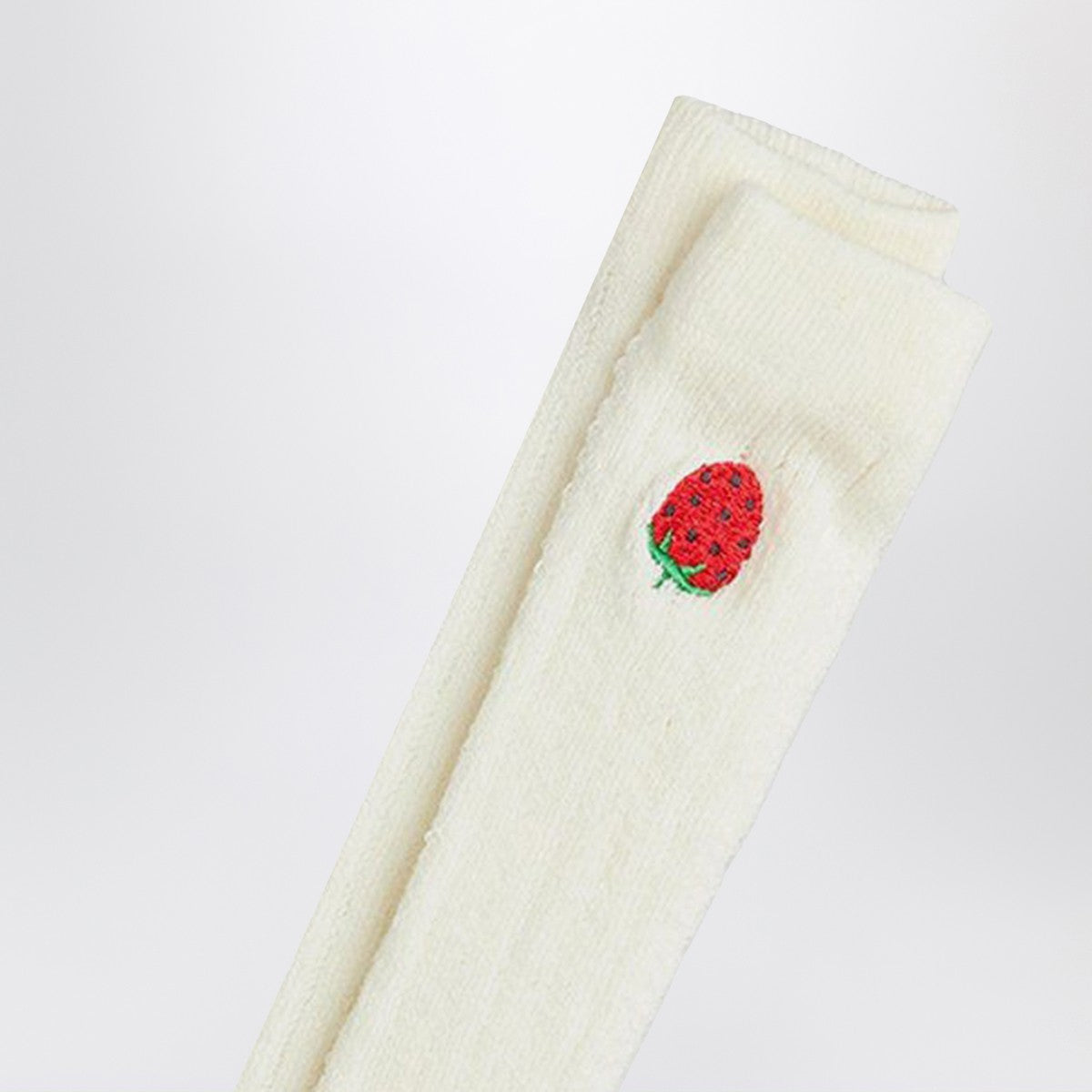 Mini Rodini Mini Rodini White openwork tights with embroidered strawberries