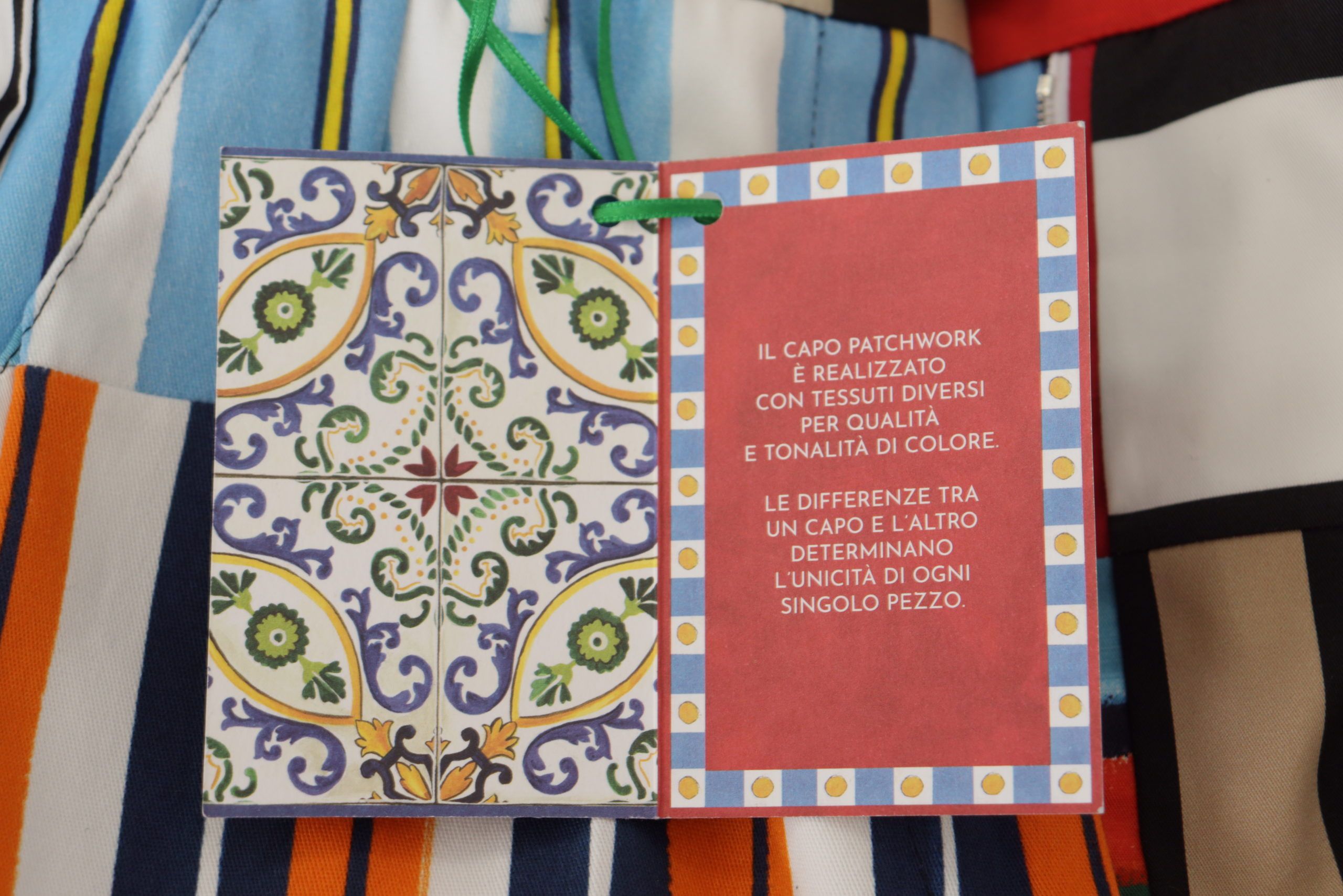 بنطلون قطني متعدد الألوان مخطط عالي الخصر من دولتشي آند غابانا