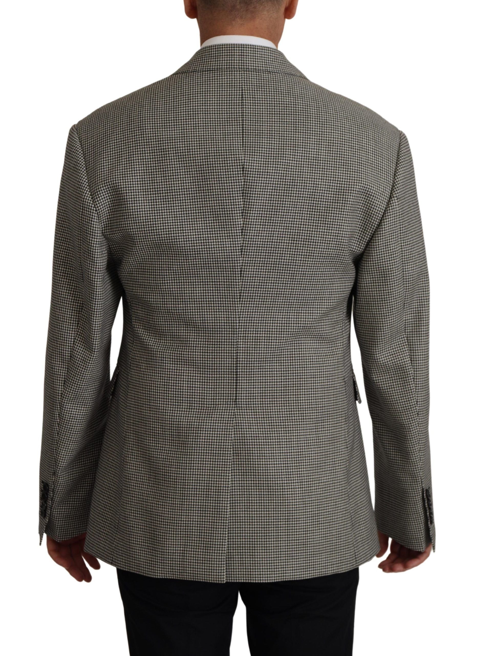 Dolce & Gabbana Gray Checkered Single Breasted Jacket Blazer
