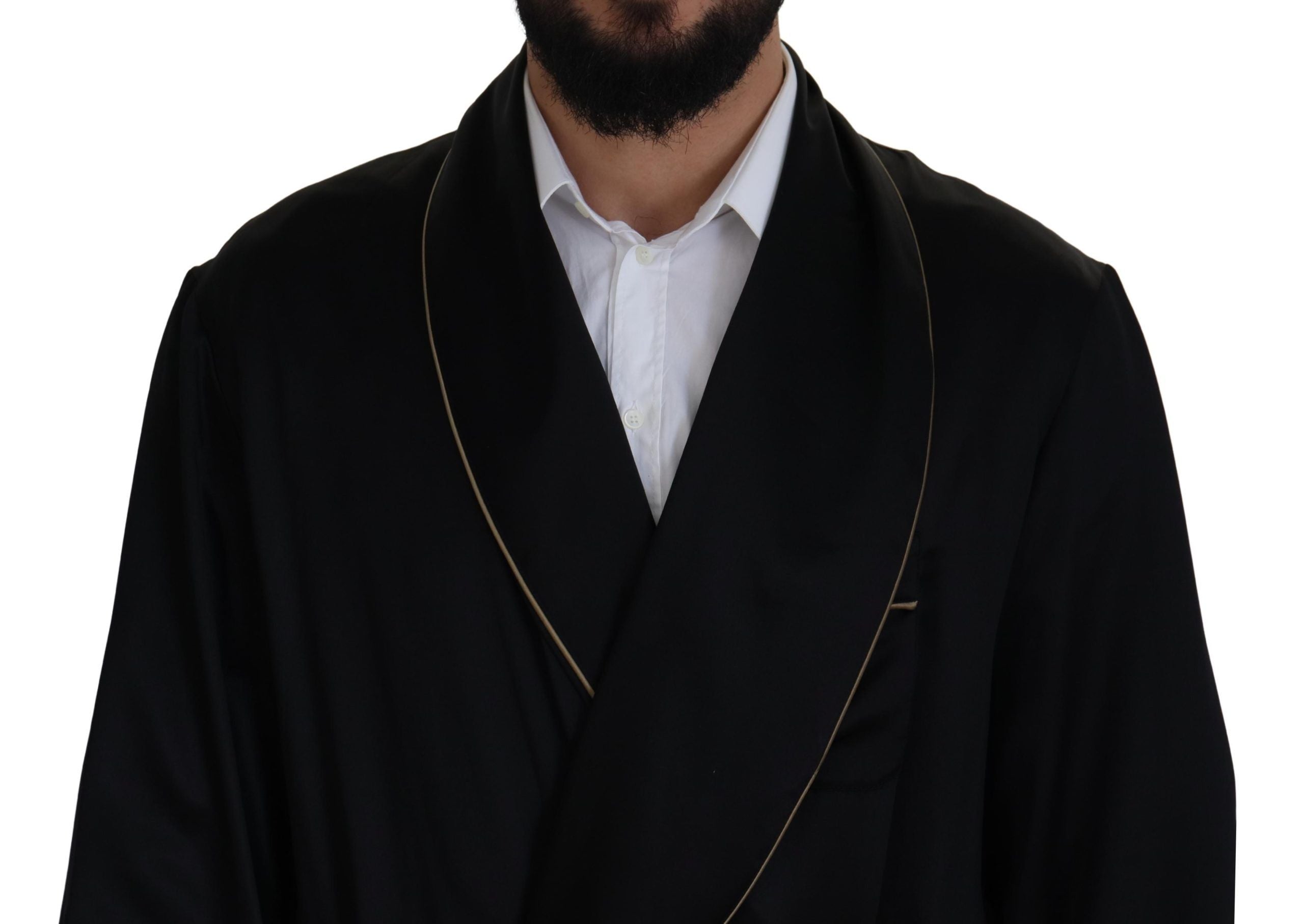 معطف دولتشي آند غابانا أسود من الحرير 100%