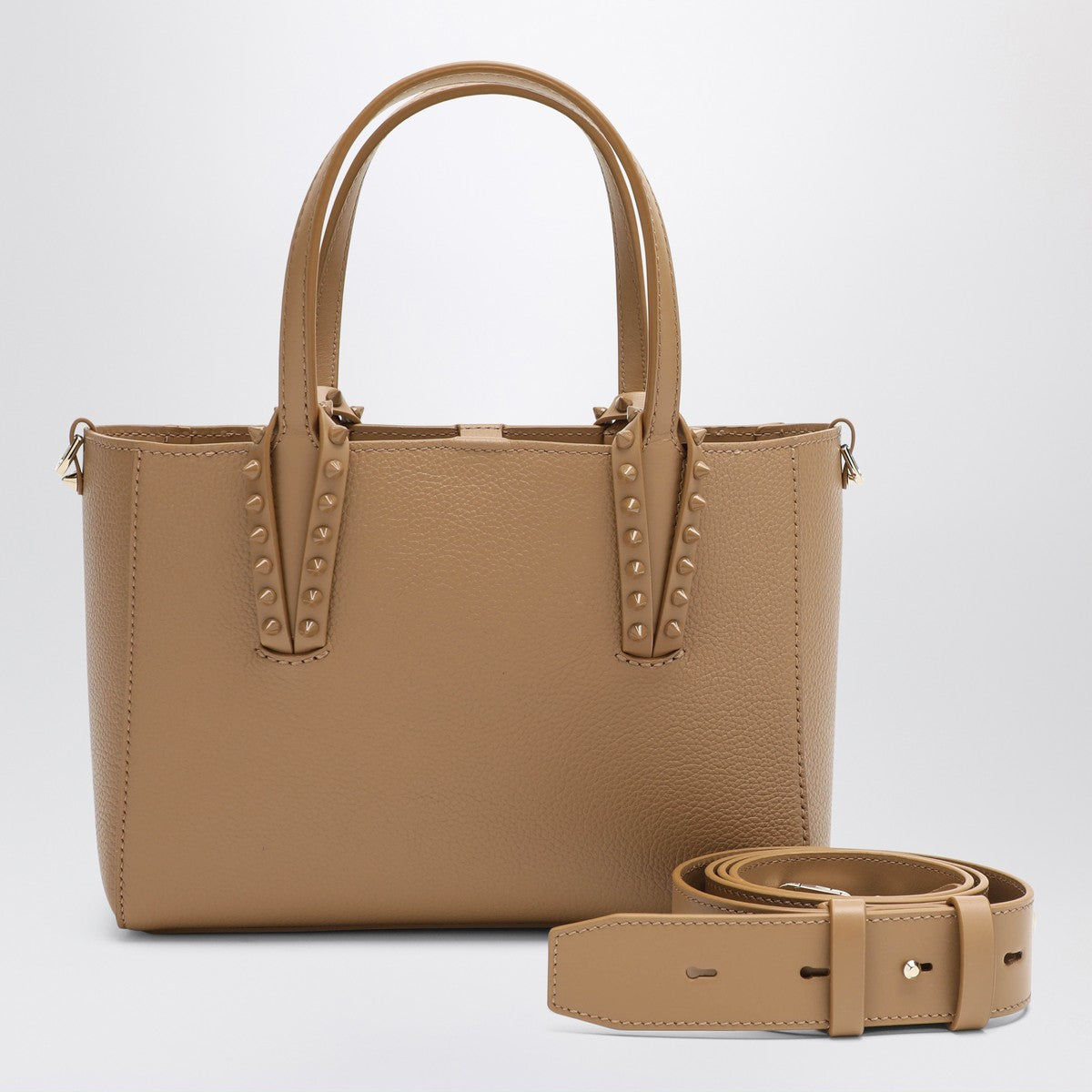 Christian Louboutin Christian Louboutin Beige leather Cabata mini tote bag