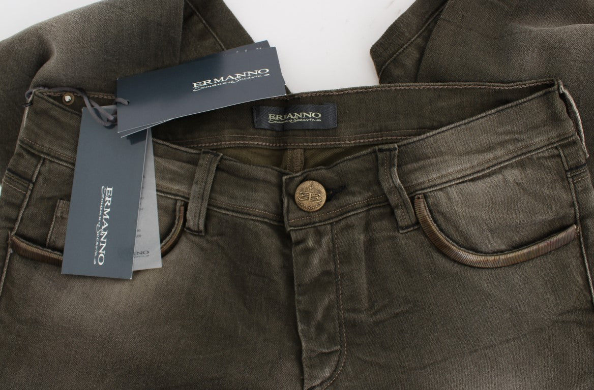 بنطلون جينز ضيق من مزيج القطن الرمادي من Ermanno Scervino