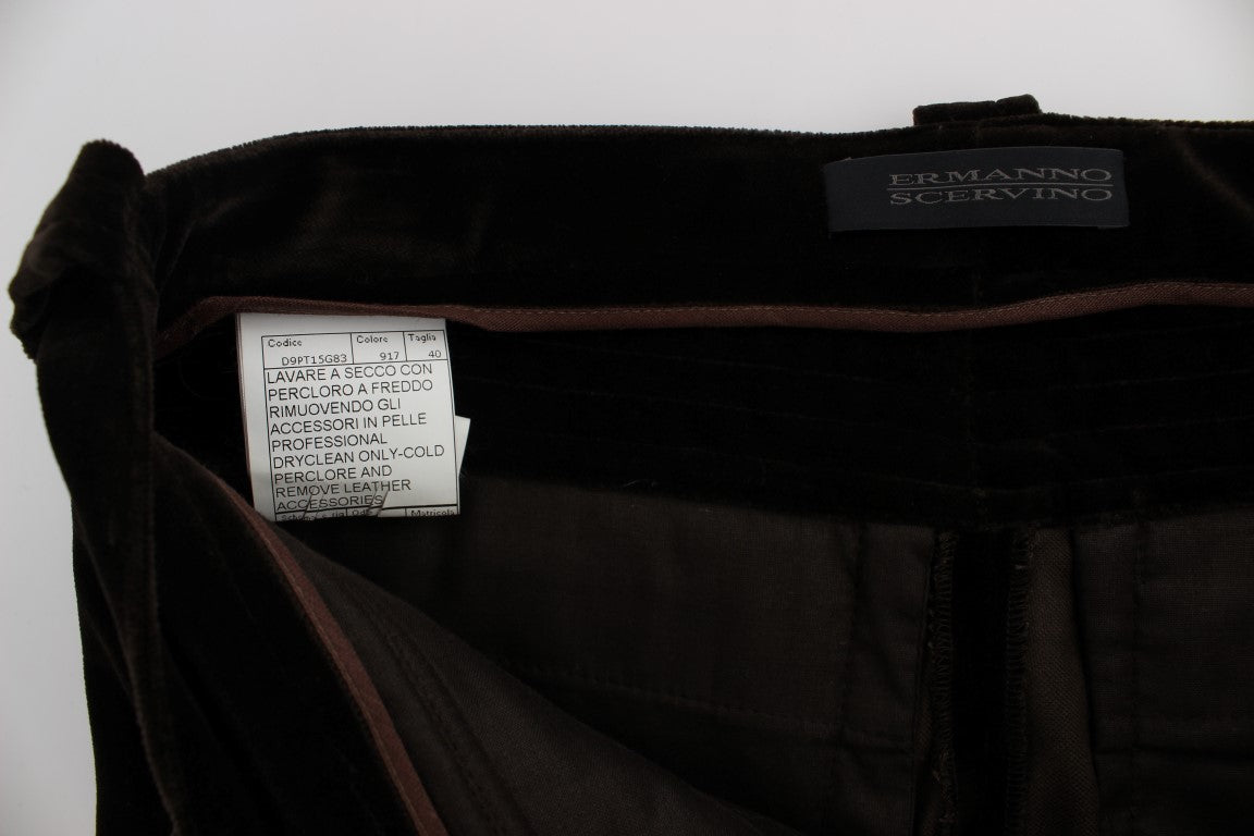 بنطال Ermanno Scervino من القطن المخملي باللون البني مع سحابات