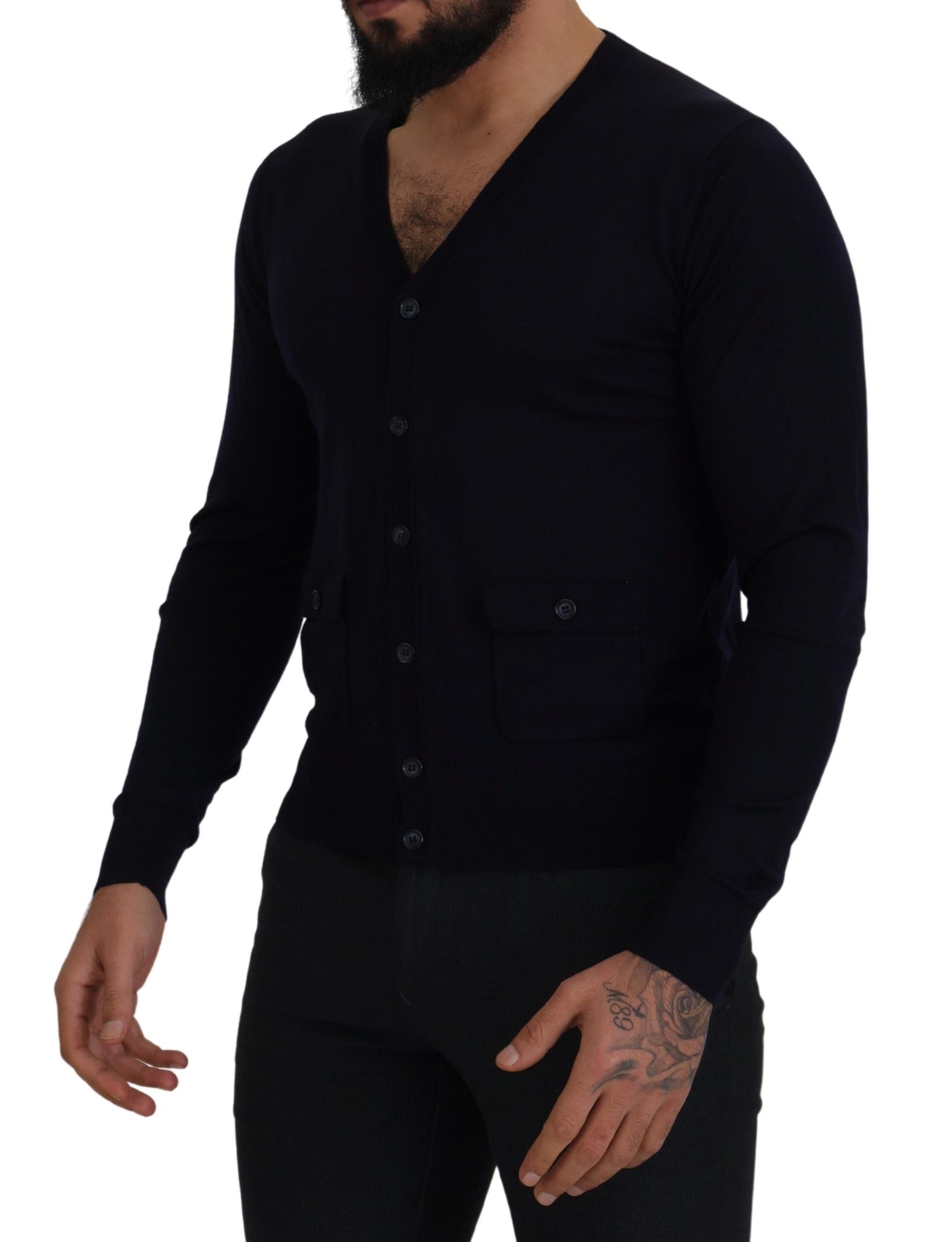 سترة صوفية من Dolce & Gabbana Blue Wool STAFF Down