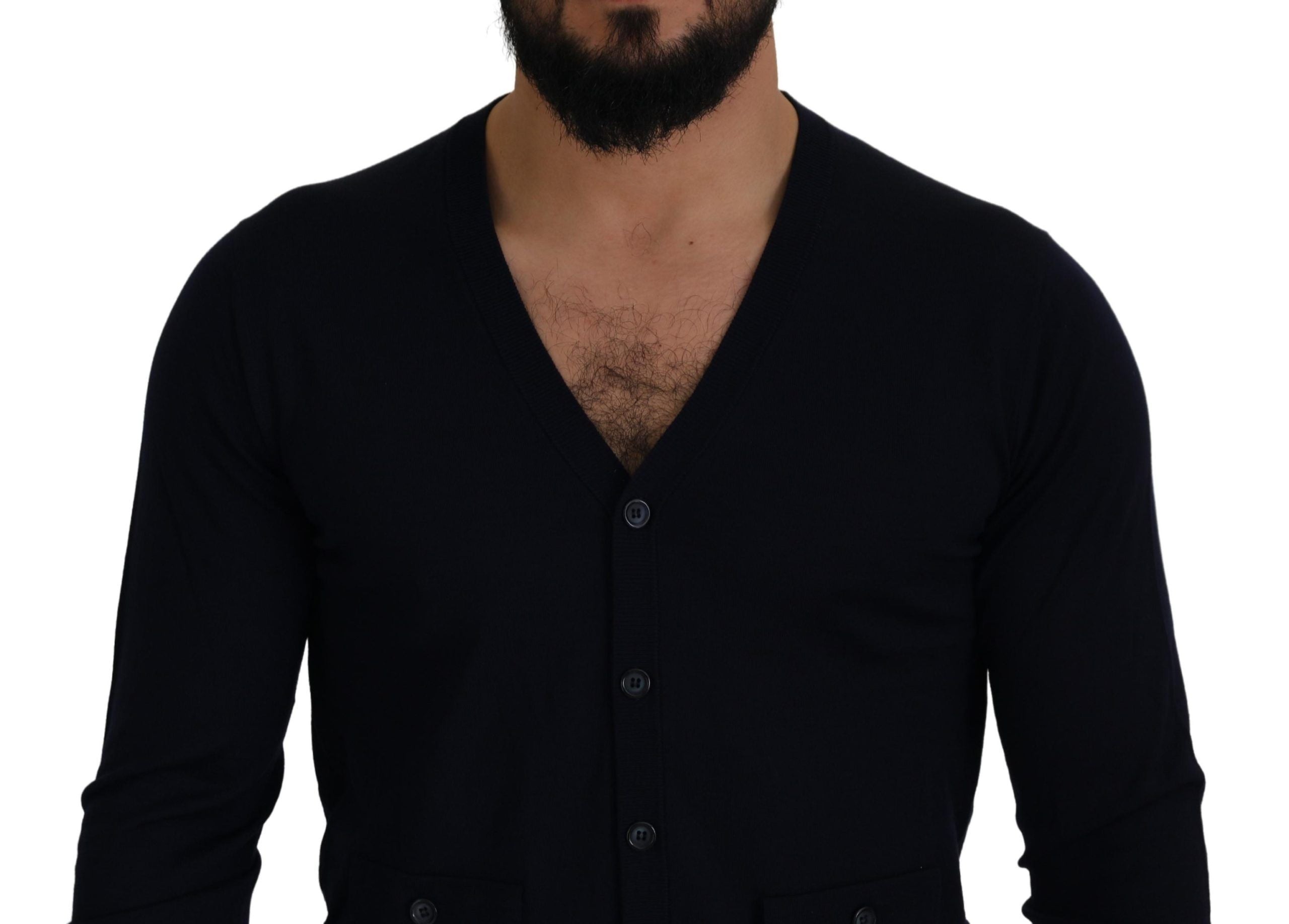 سترة صوفية من Dolce & Gabbana Blue Wool STAFF Down