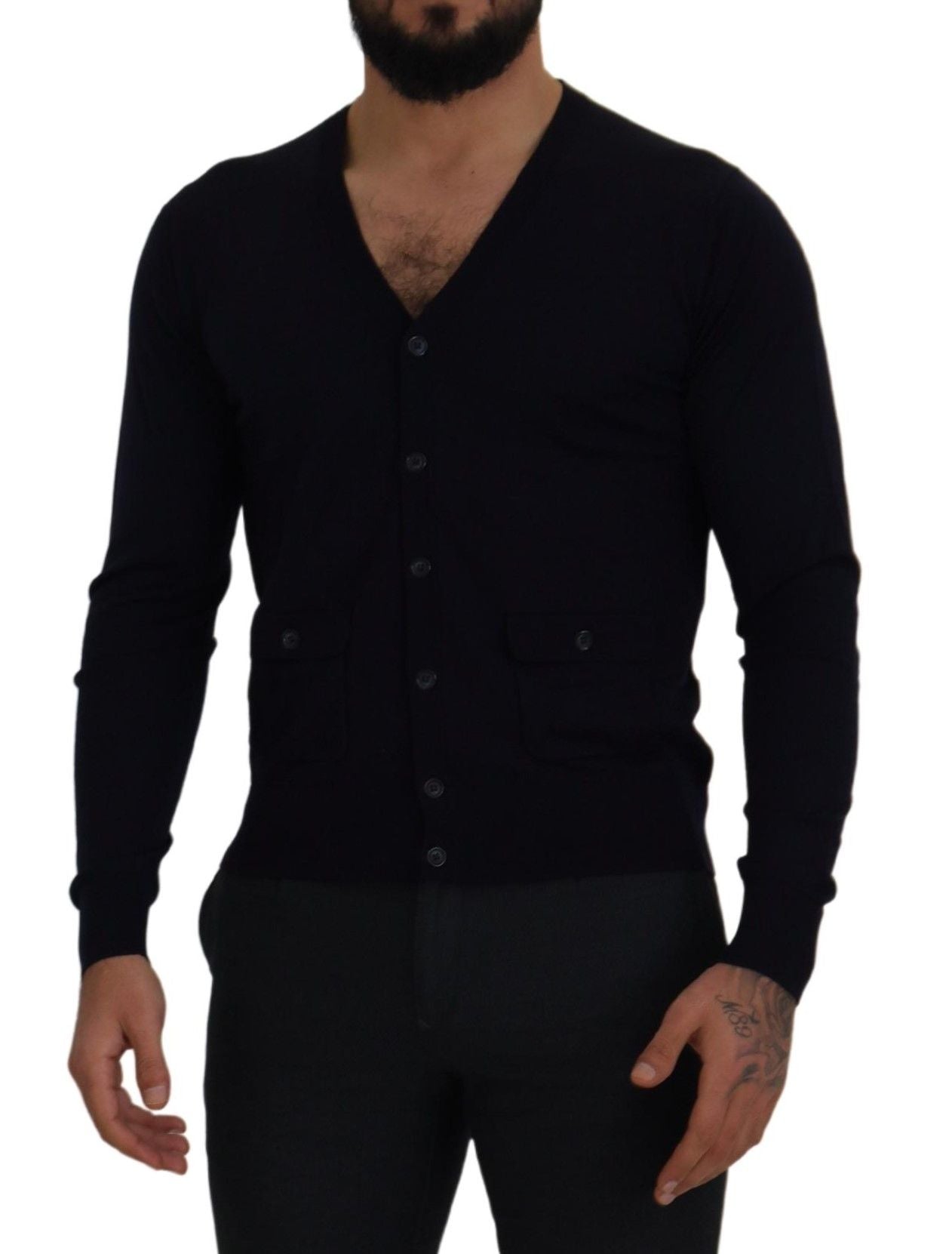 سترة صوفية من Dolce & Gabbana Blue Wool STAFF Down