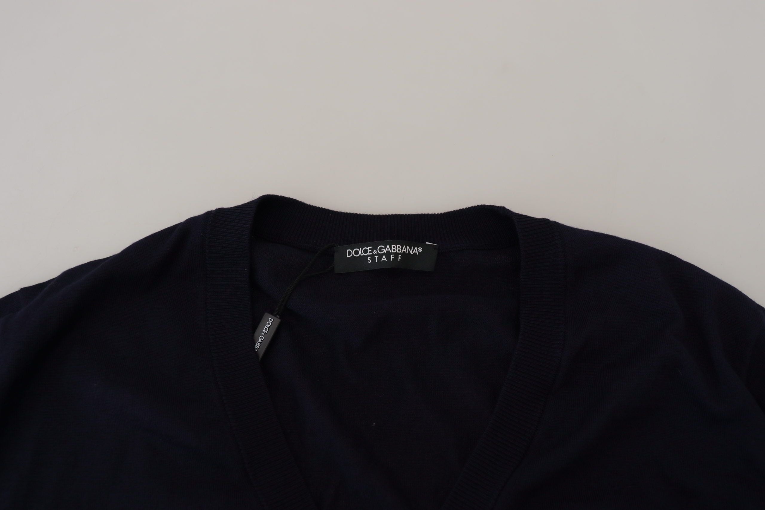 سترة صوفية من Dolce & Gabbana Blue Wool STAFF Down