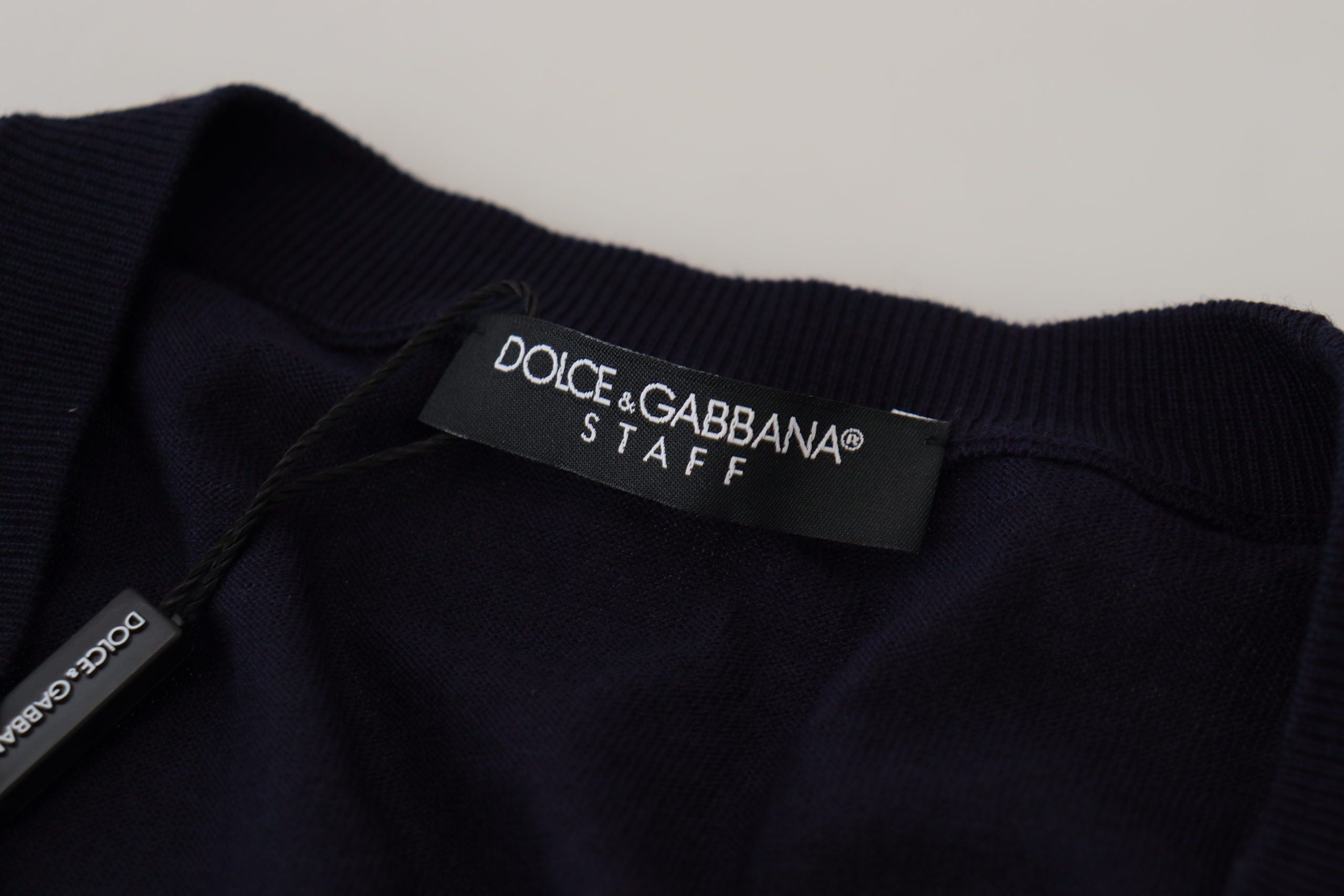 سترة صوفية من Dolce & Gabbana Blue Wool STAFF Down