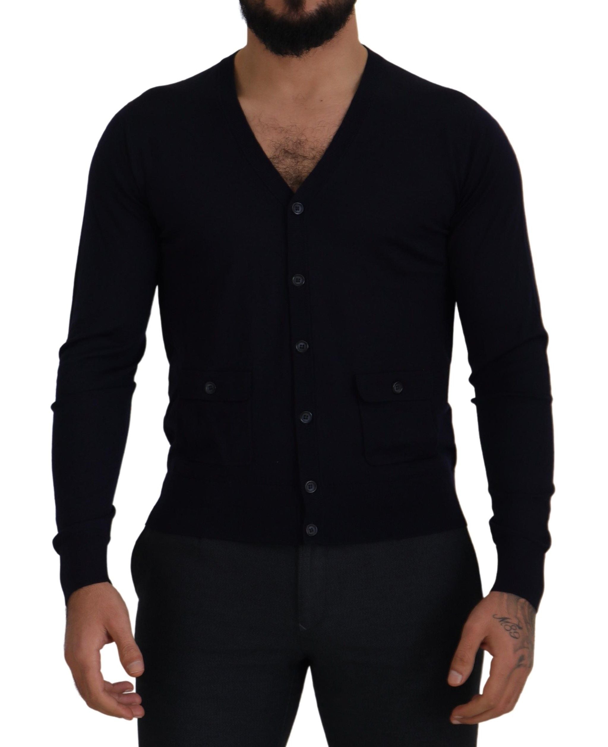 سترة صوفية من Dolce & Gabbana Blue Wool STAFF Down