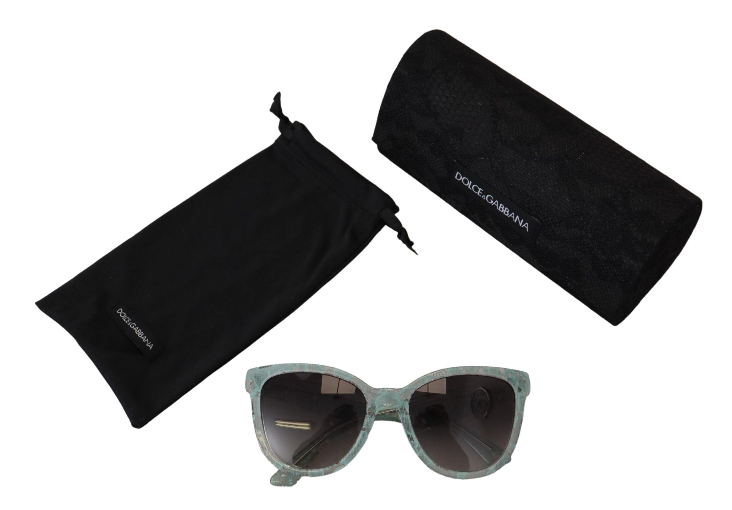 نظارة شمسية دولتشي آند غابانا DG4190 دائرية من الكريستال والأسيتات والدانتيل الأزرق