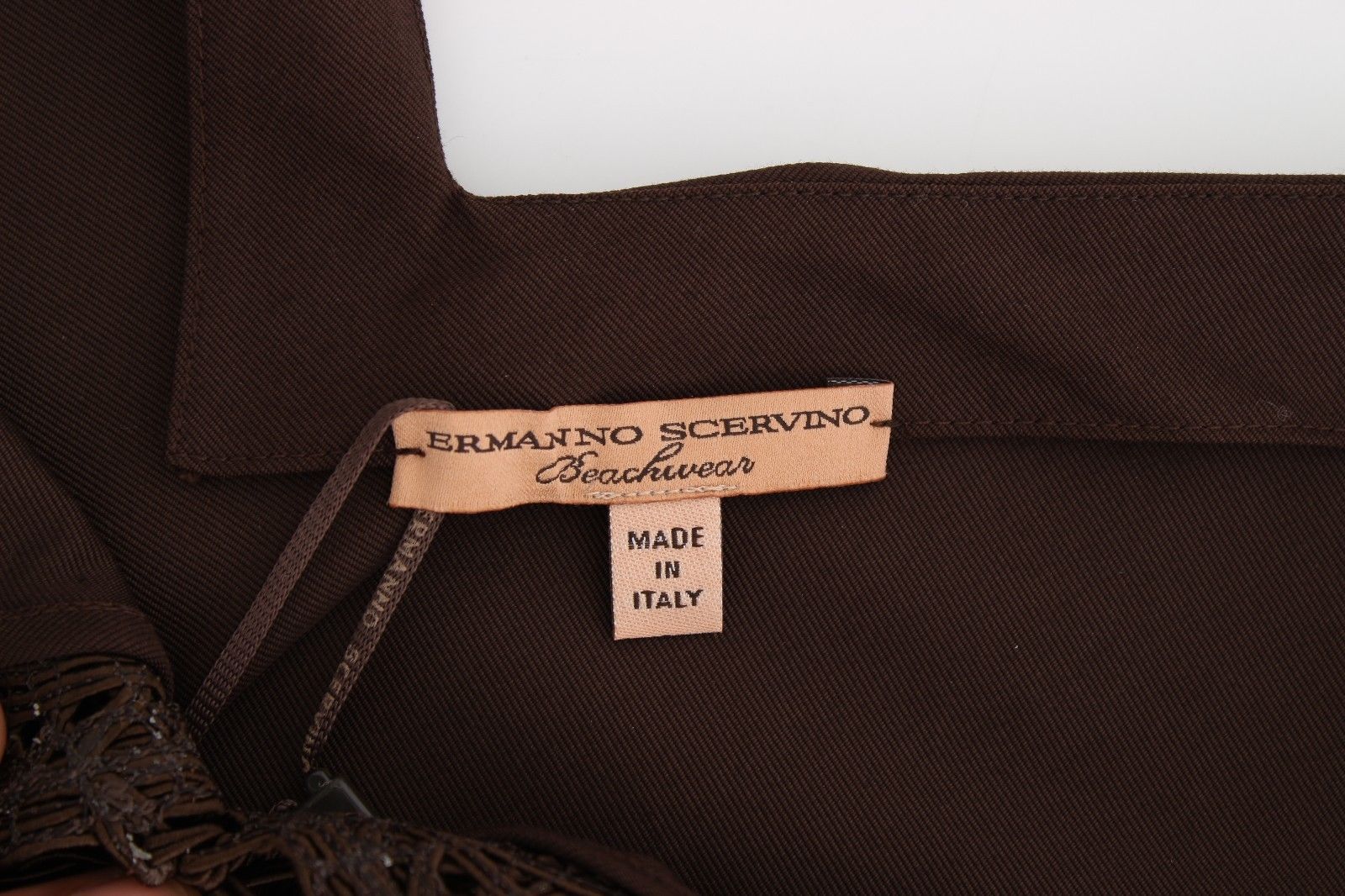 فستان تونيك مطاطي من القطن البني من Ermanno Scervino Beachwear