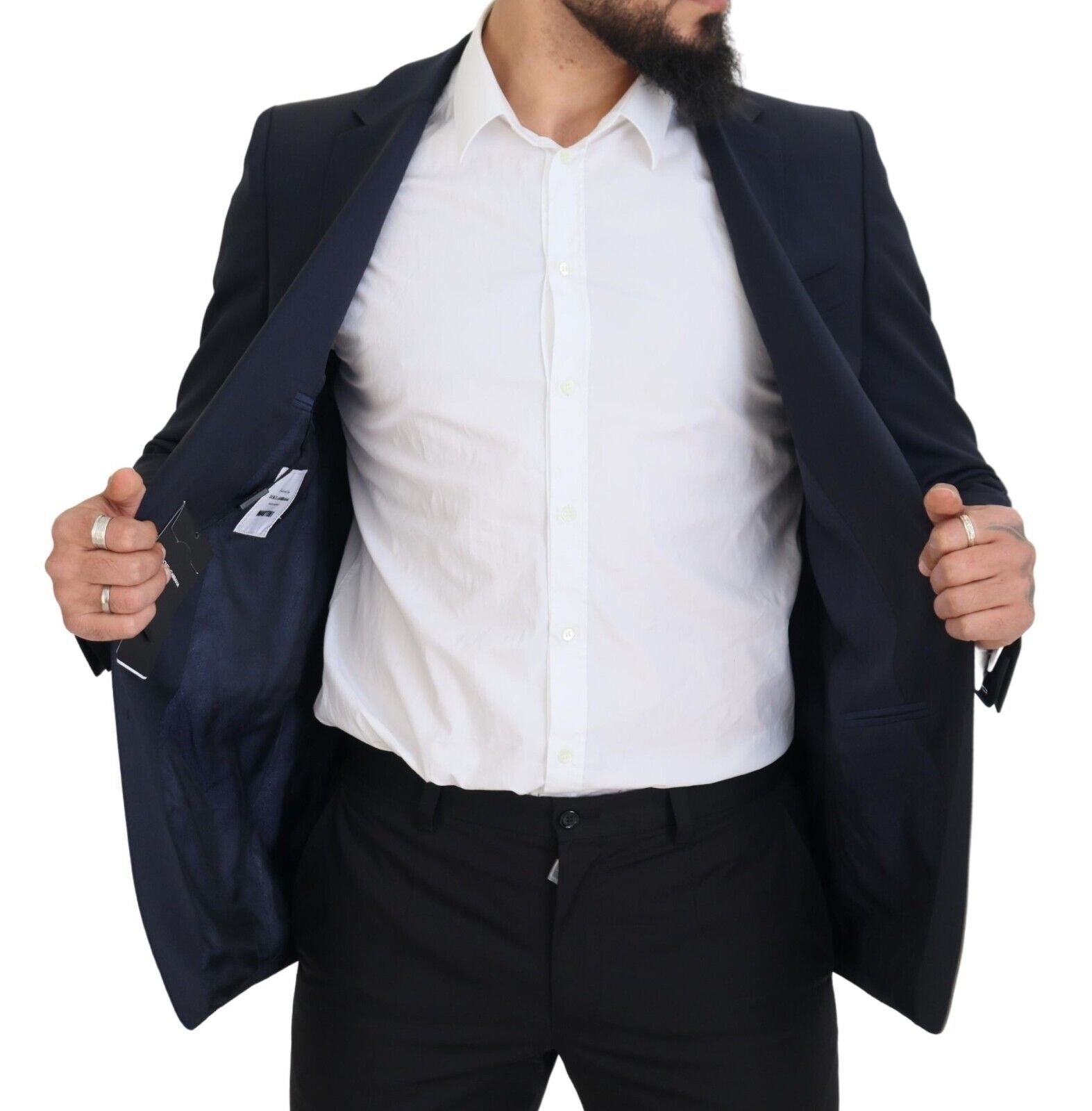 بليزر مارتيني من دولتشي آند غابانا، أزرق داكن، من الصوف، بصف واحد من الأزرار