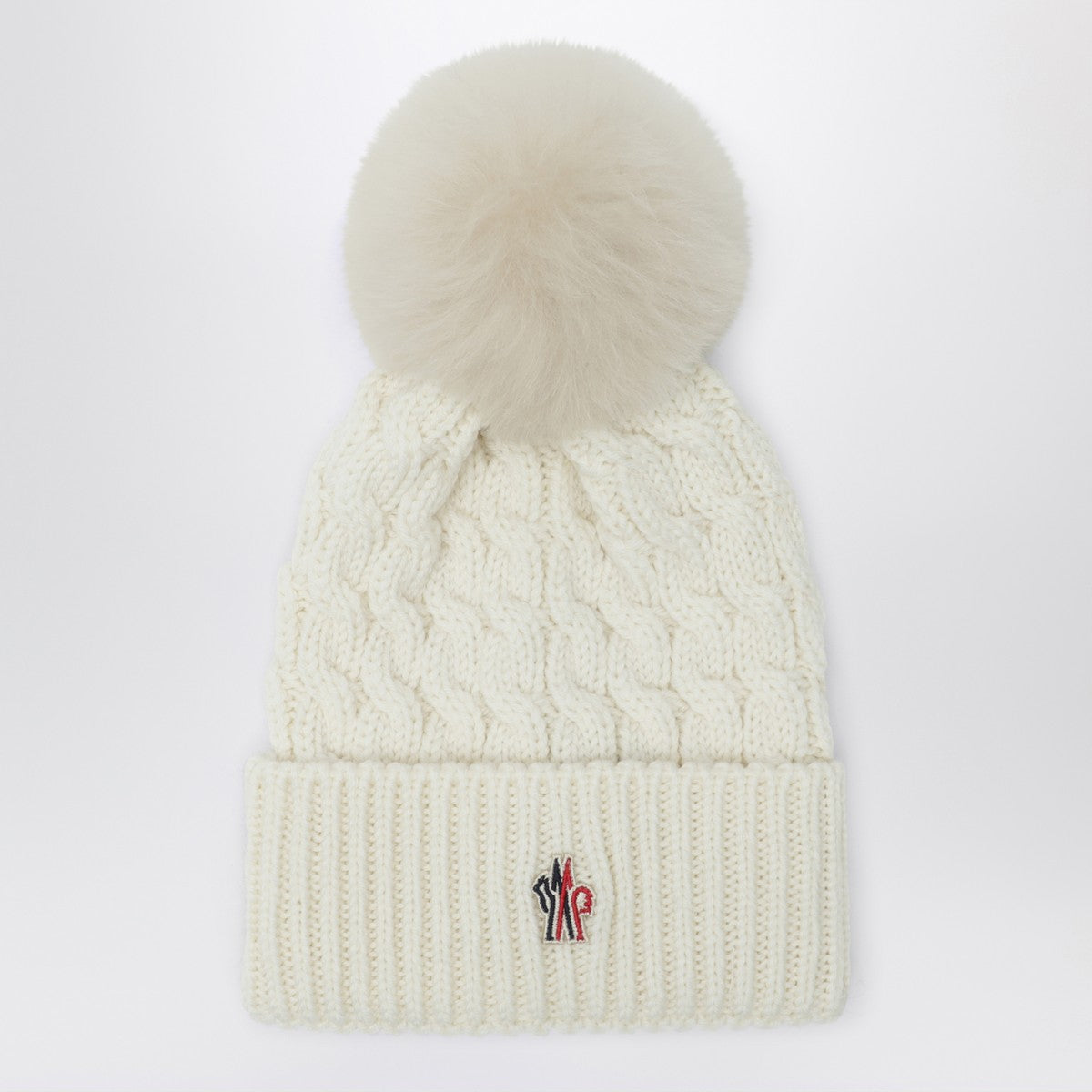 Moncler Grenoble Moncler Grenoble White wool hat with pom pom