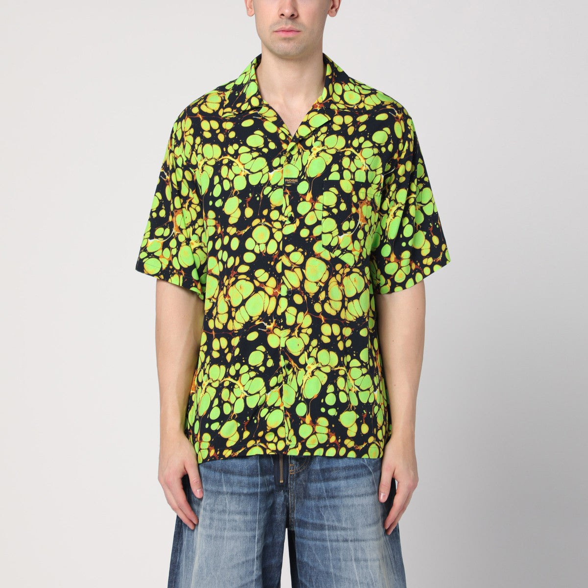 Martine Rose Martine Rose Green bowling shirt with abstract pattern
