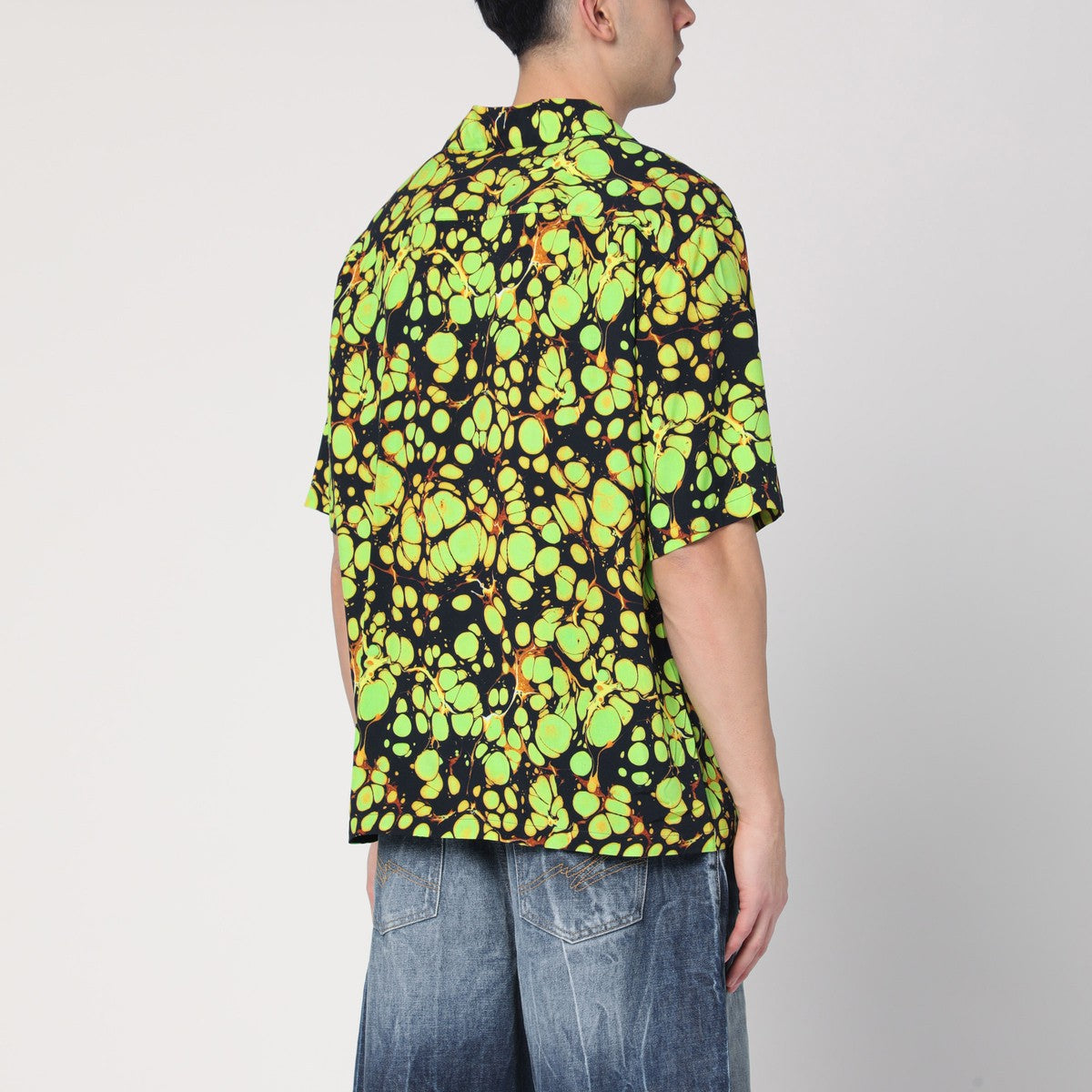 Martine Rose Martine Rose Green bowling shirt with abstract pattern