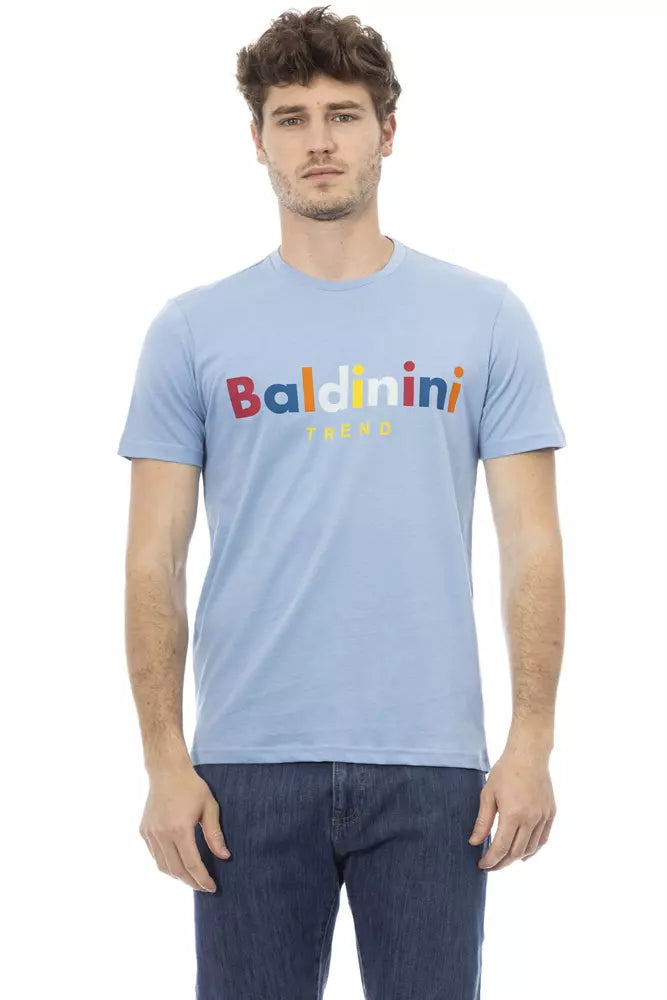 تي شيرت رجالي قطني باللون الأزرق الفاتح من Baldinini Trend