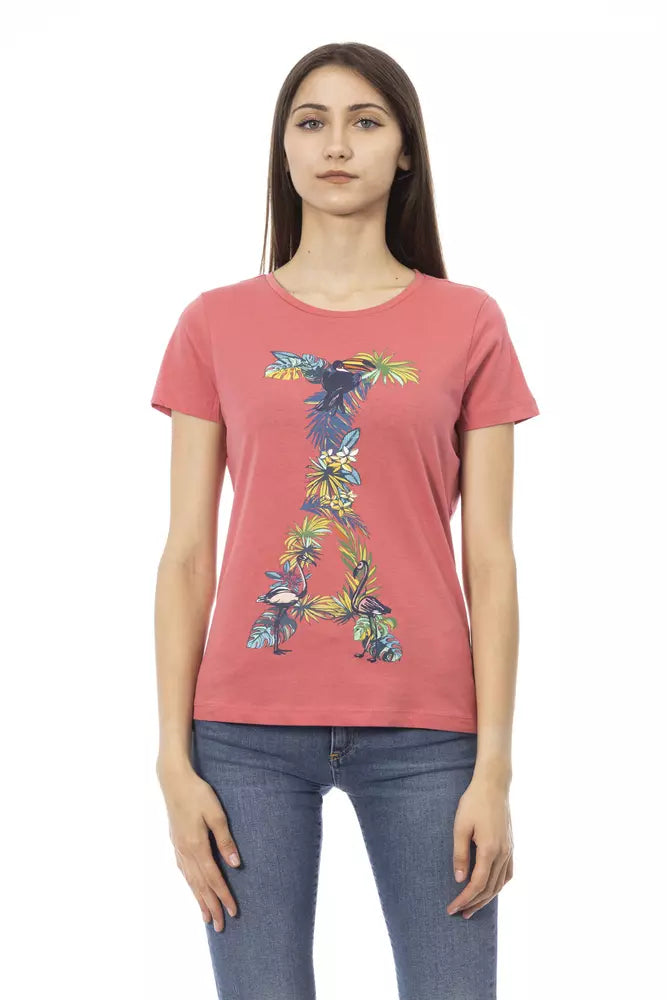 تي شيرت Trussardi Action Chic Fuchsia بأكمام قصيرة