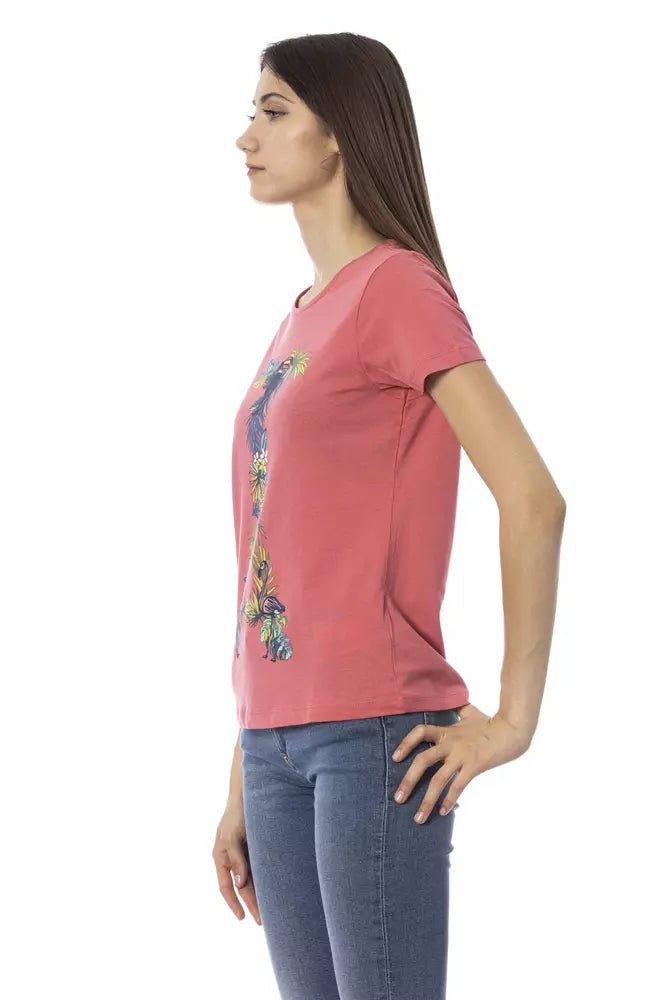 تي شيرت Trussardi Action Chic Fuchsia بأكمام قصيرة