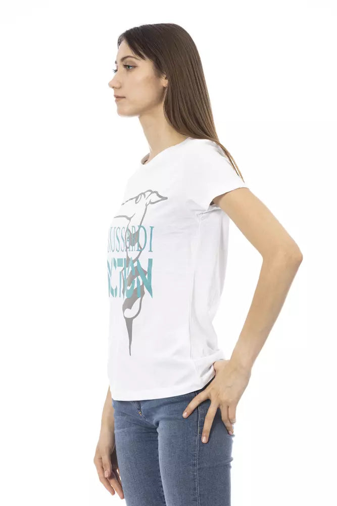 تي شيرت Trussardi Action Chic White المطبوع: قطعة أساسية في خزانة ملابسك الصيفية