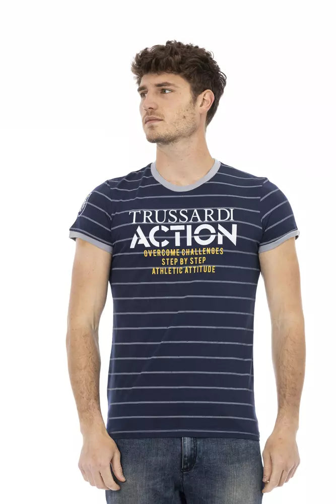 تي شيرت رجالي قطني من Trussardi Action باللون الأزرق