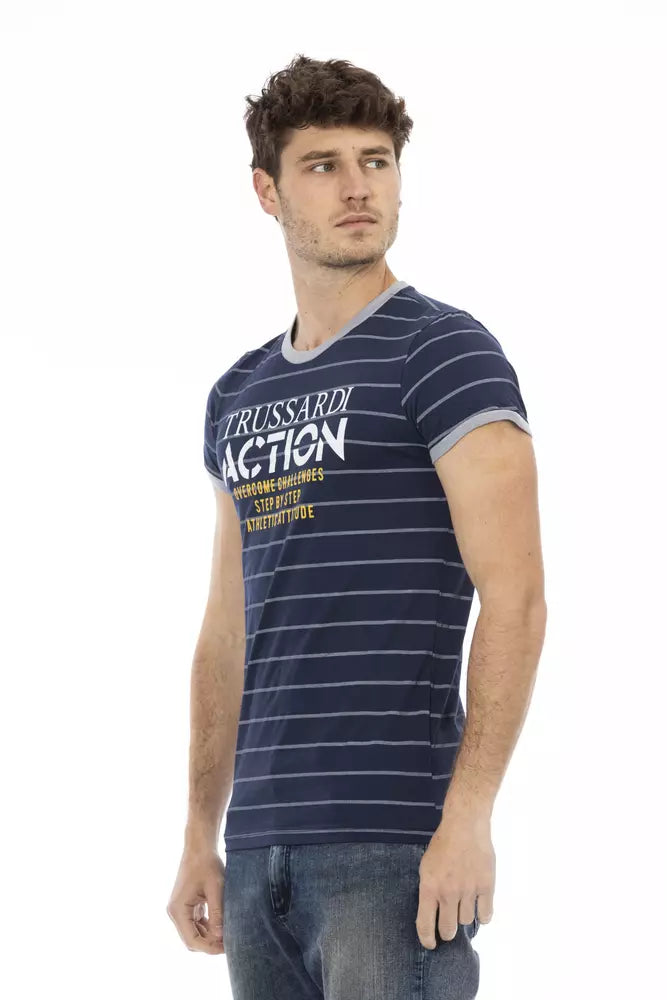 تي شيرت رجالي قطني من Trussardi Action باللون الأزرق