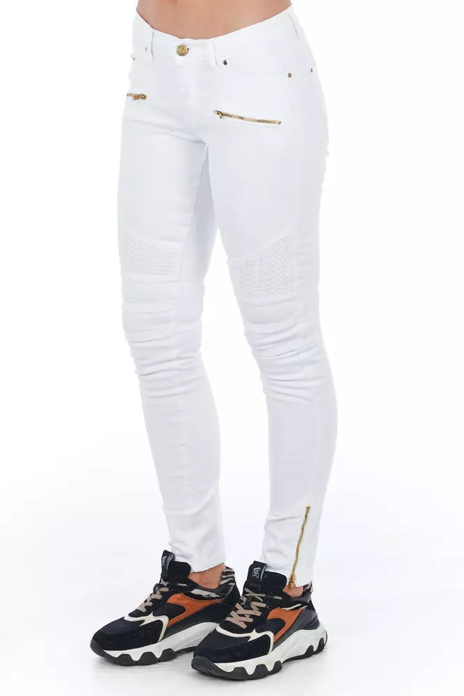 Frankie Morello White Cotton Pant