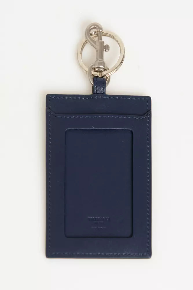 حامل شارات رجالي من الجلد باللون الأزرق من Trussardi