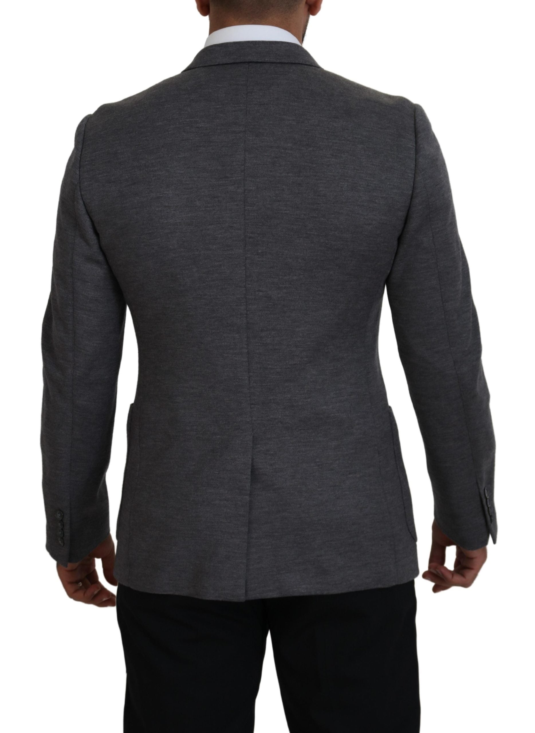 جاكيت بليزر رمادي من الصوف المرن بقصّة Slim Fit من Dolce & Gabbana