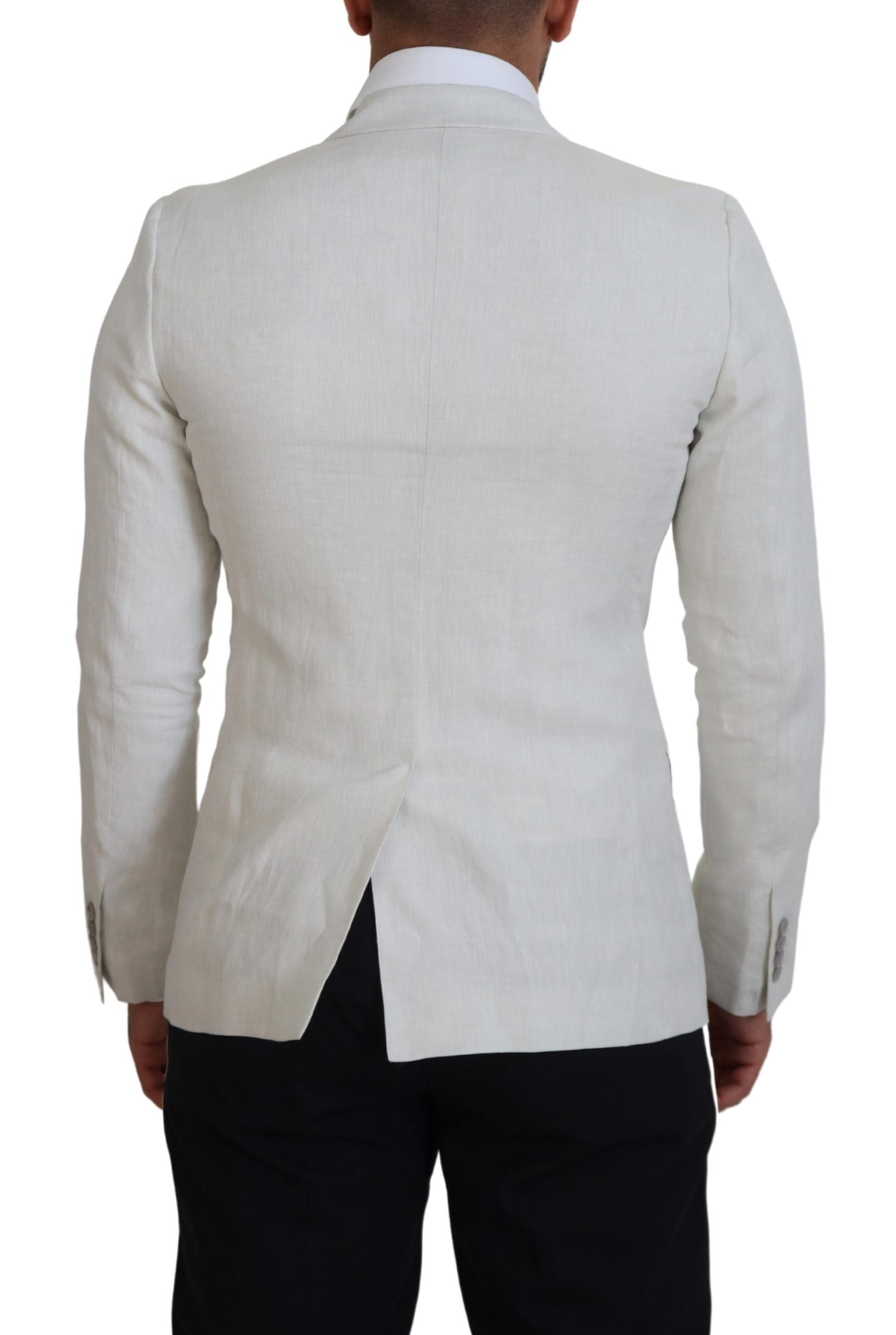 جاكيت بليزر من الكتان الأبيض بقصّة Slim Fit من Dolce & Gabbana