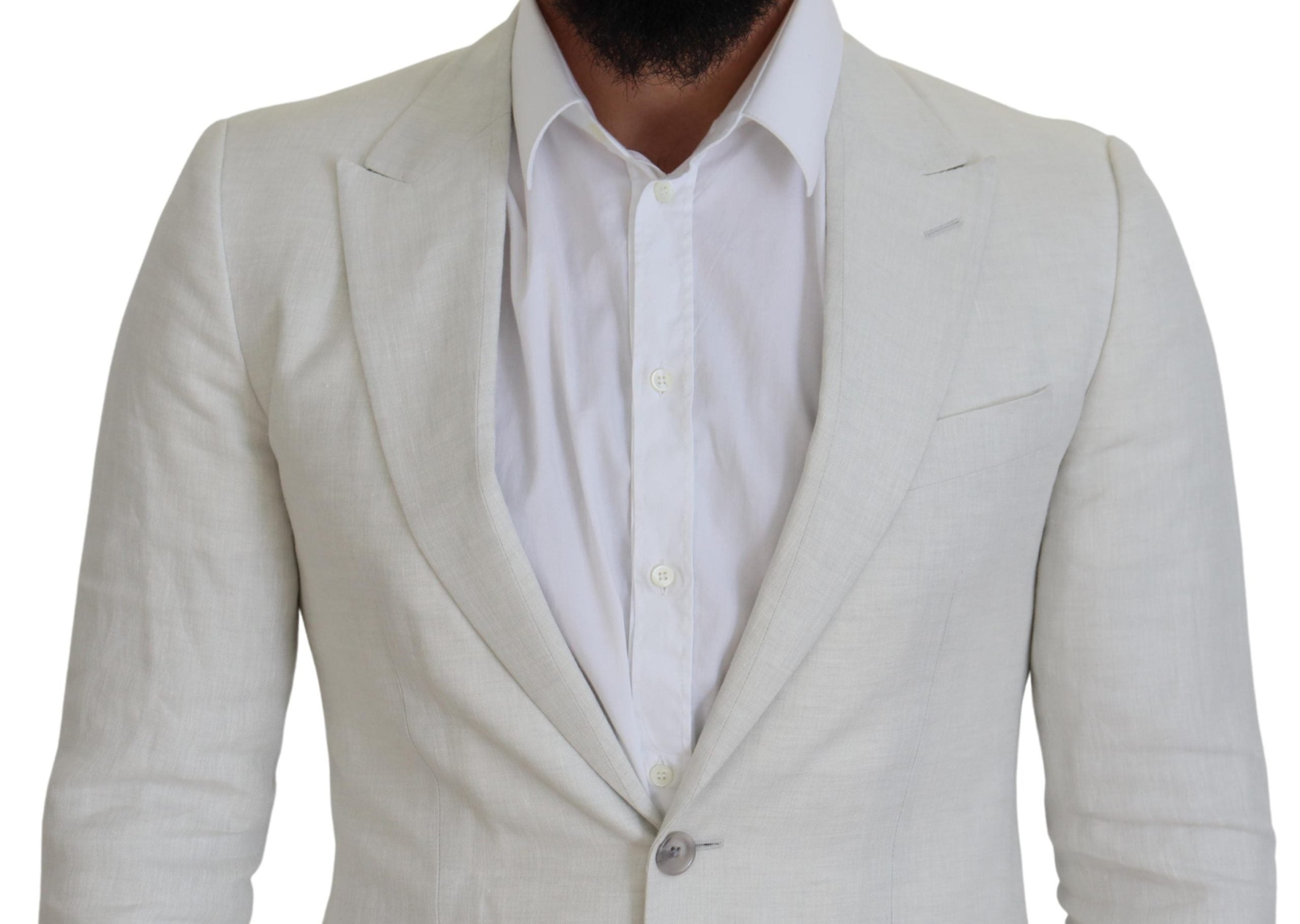 جاكيت بليزر من الكتان الأبيض بقصّة Slim Fit من Dolce & Gabbana