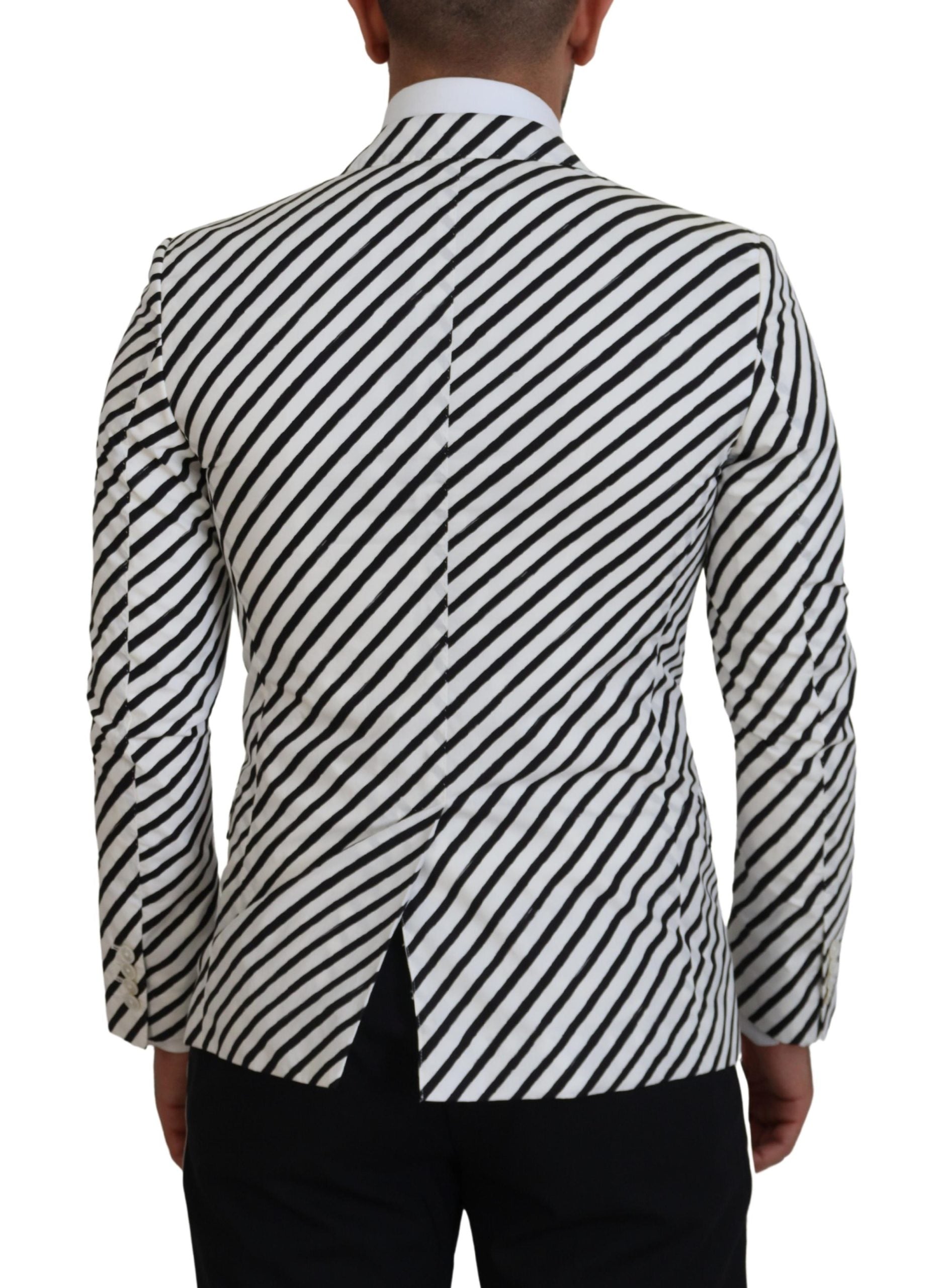 جاكيت بليزر مخطط أبيض وأسود من دولتشي آند غابانا بقصّة Slim Fit