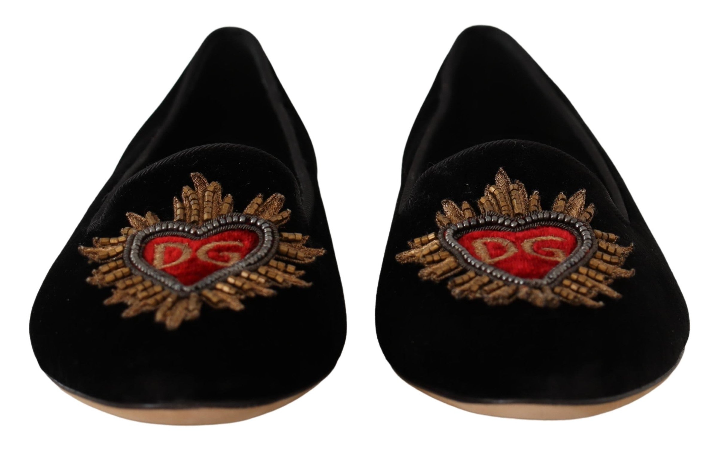 حذاء مسطح سهل الارتداء من دولتشي آند غابانا أسود اللون من DG Sacred Heart Patch