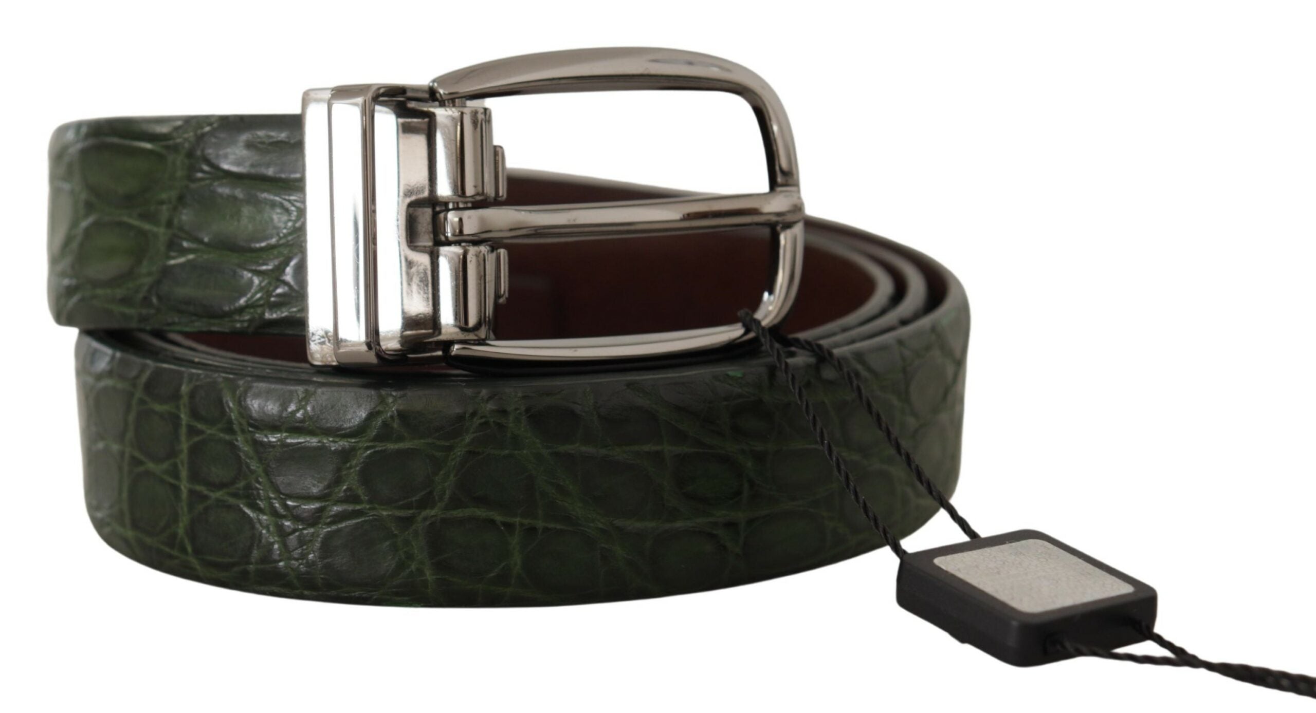 Elegant Italian Leather Crocodile Belt