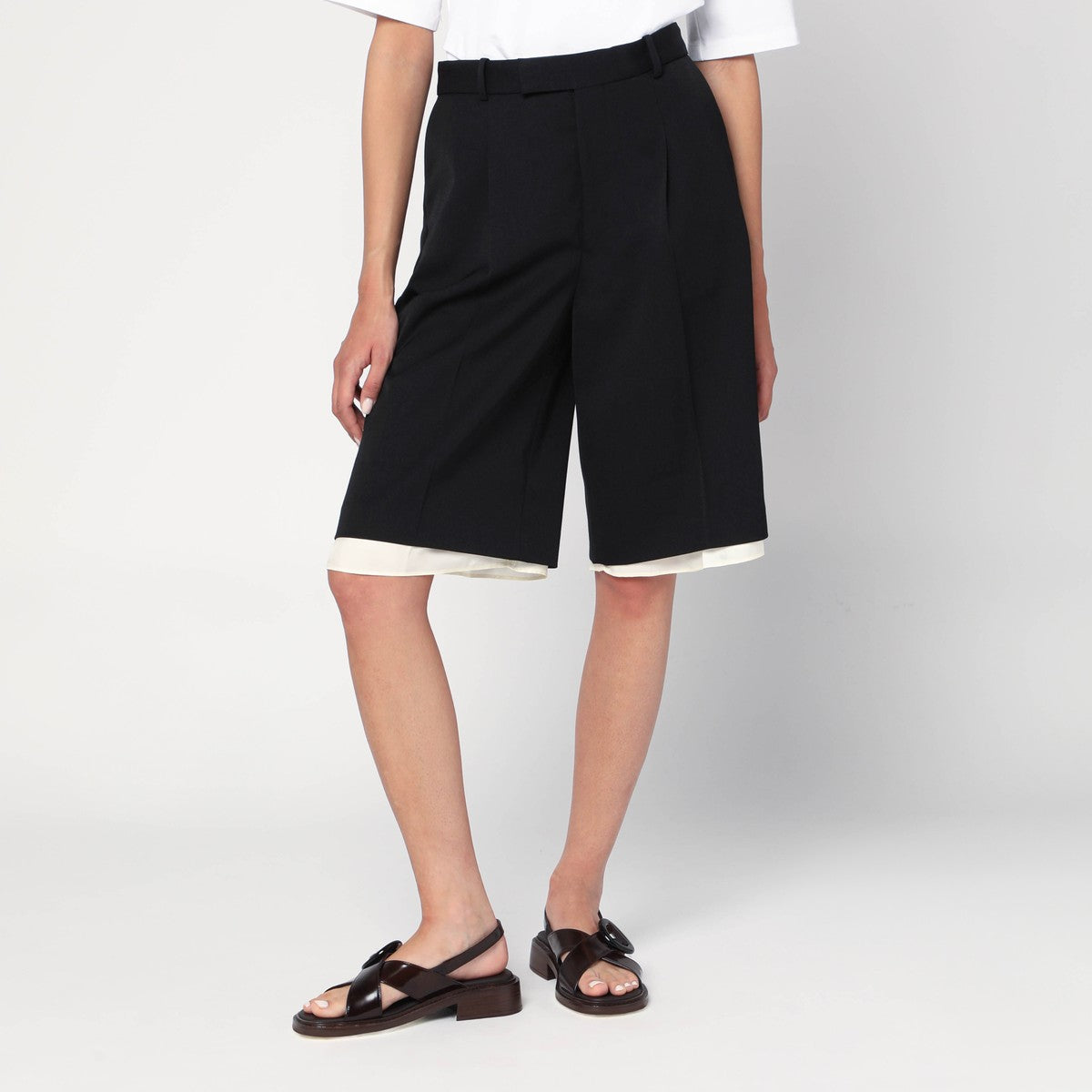 Róhe Róhe Black double-layer Bermuda shorts