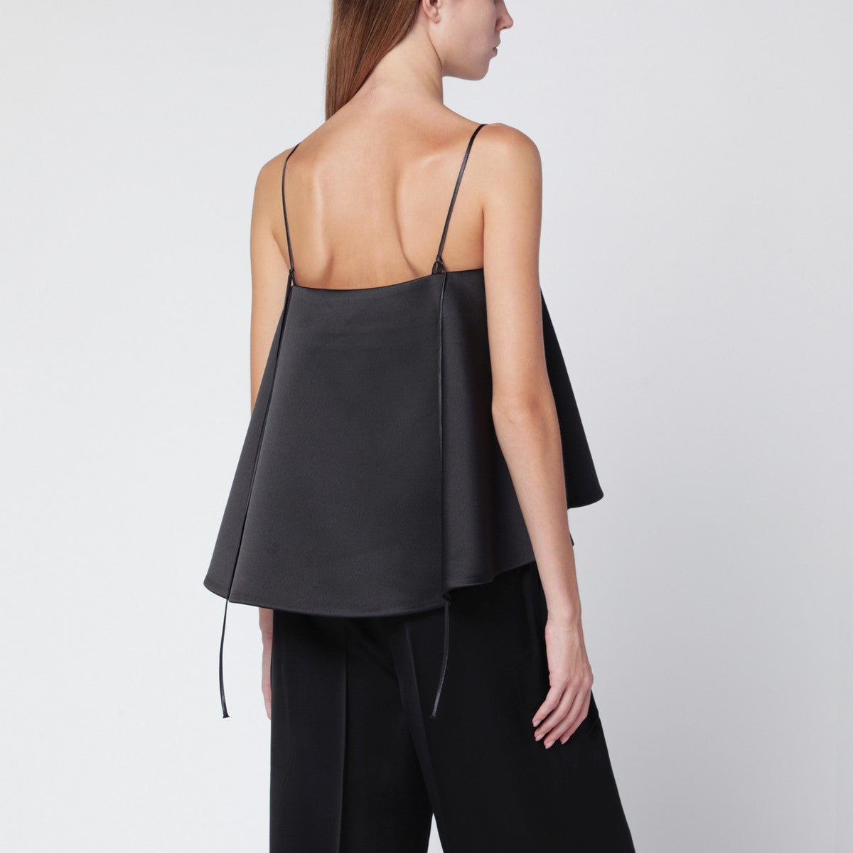 Róhe Róhe Black satin peplum top