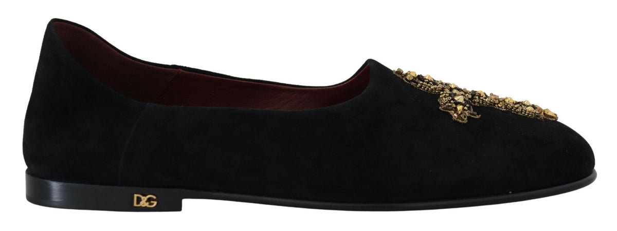 Dolce & Gabbana Velvet Gold Rhinestone Loafers Dolce & Gabbana Leather Crown-Embellished Loafers | Sendegaro ZA main image 4