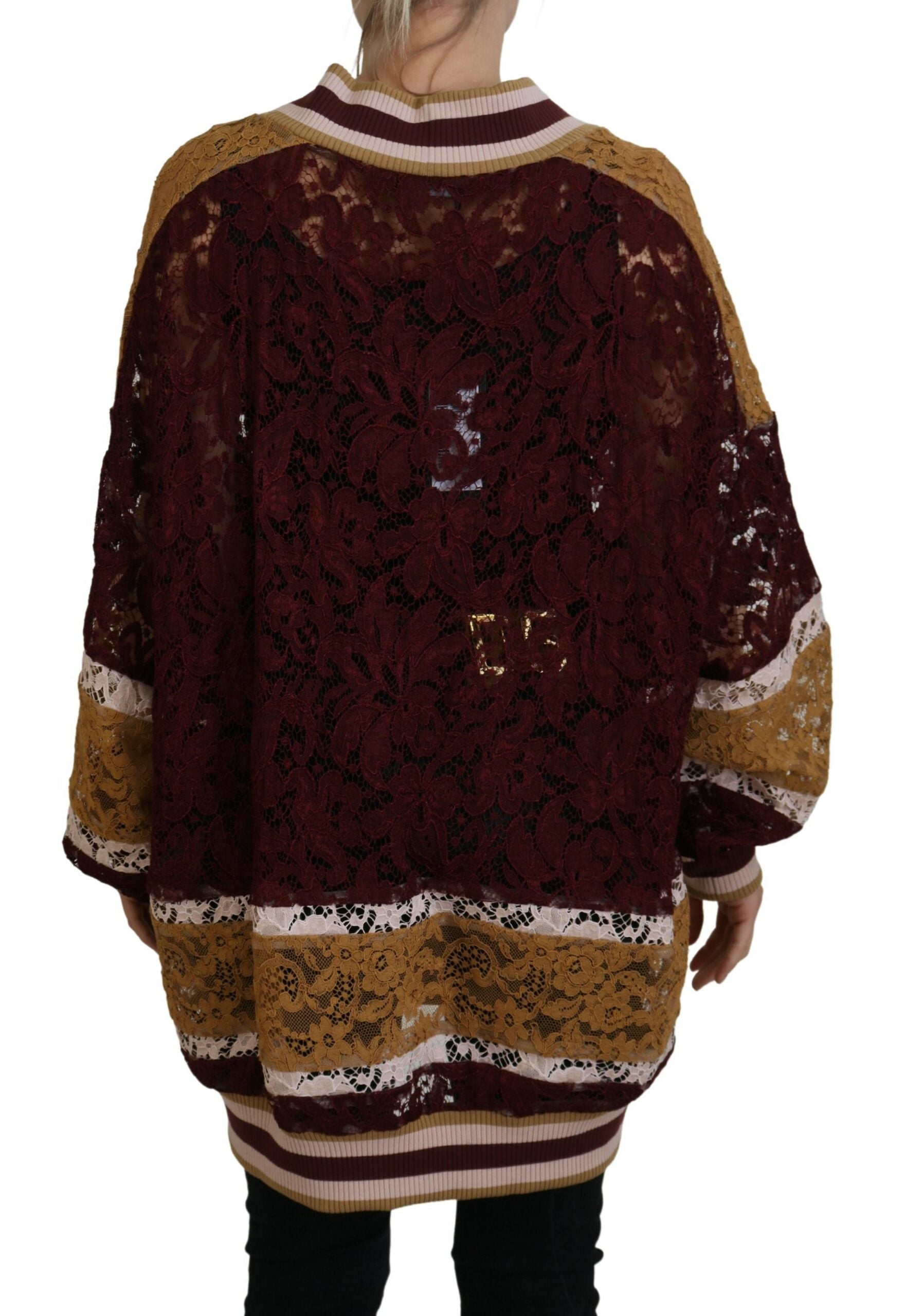 سترة دولتشي آند غابانا متعددة الألوان من الدانتيل بفتحة رقبة على شكل حرف V