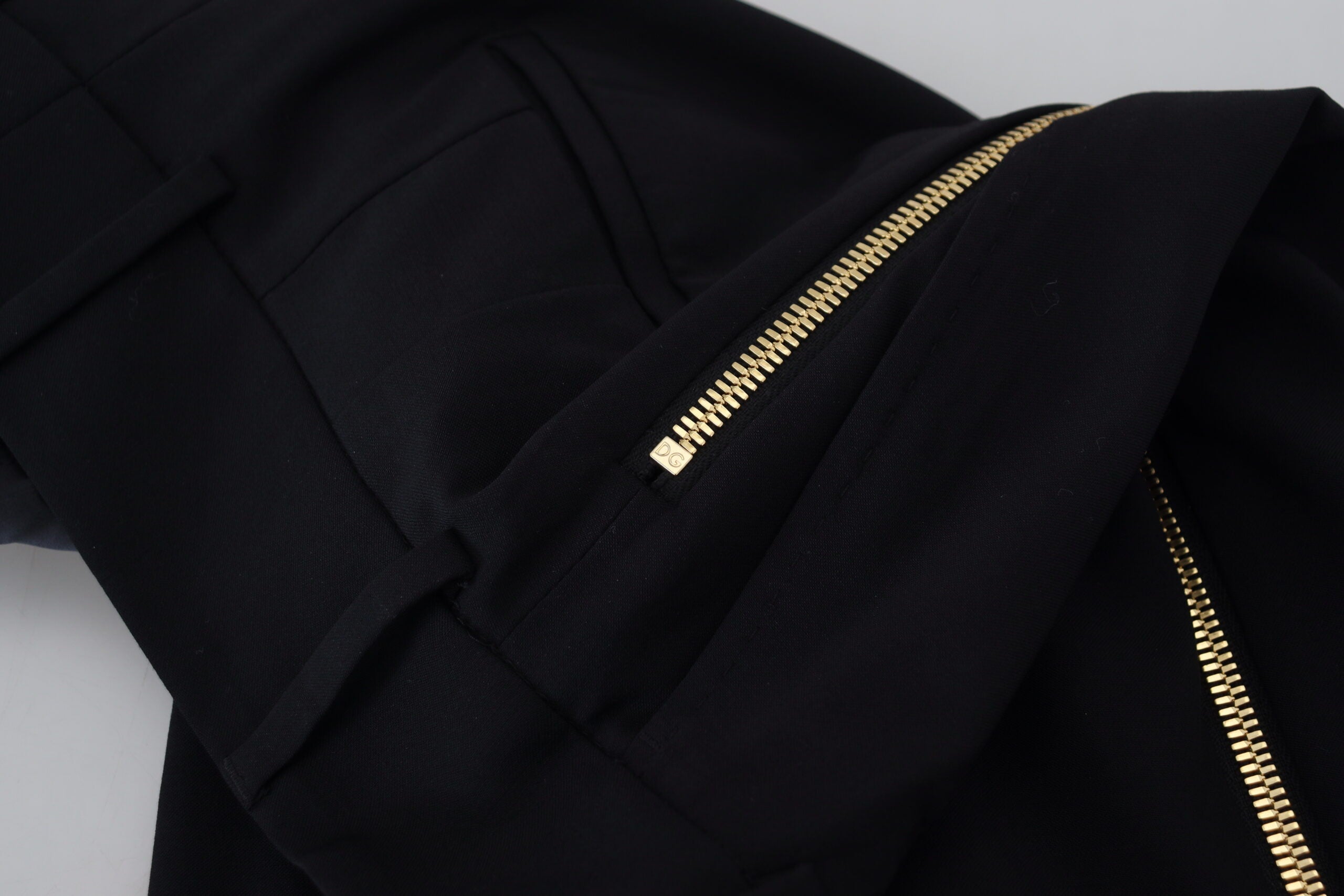 بنطلون دولتشي آند غابانا أسود من الصوف بخصر مرتفع وضيق